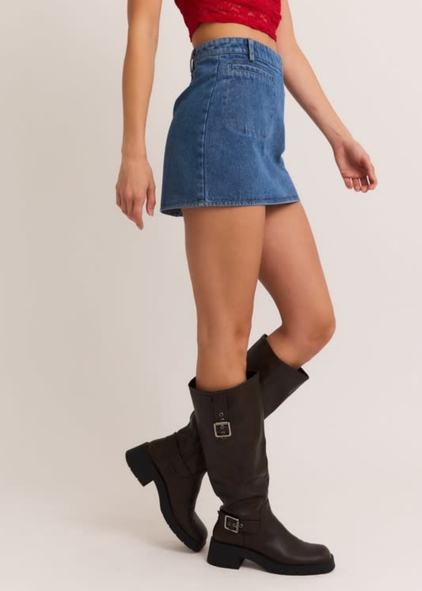 Front Pocket Denim Skirt