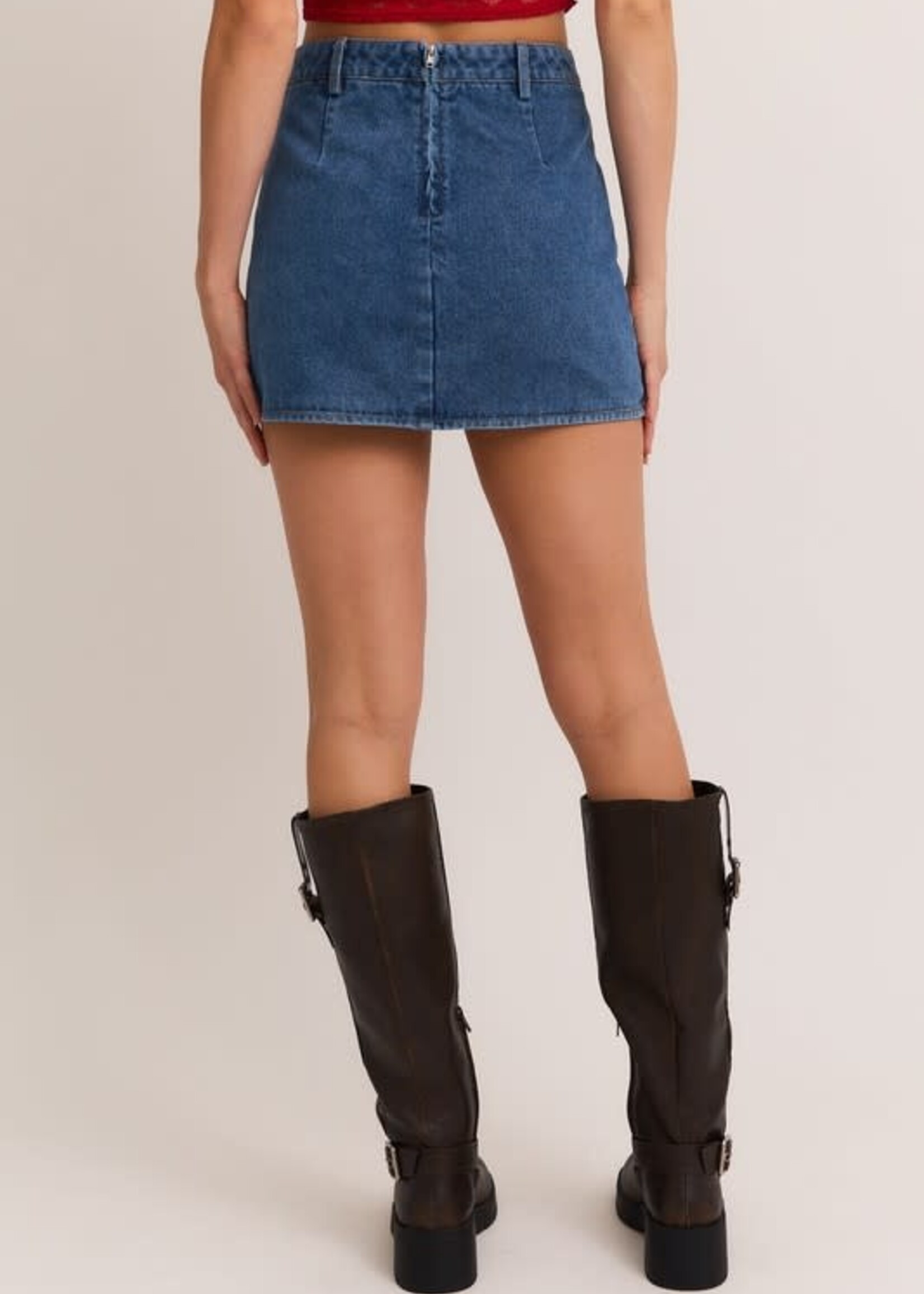 Front Pocket Denim Skirt