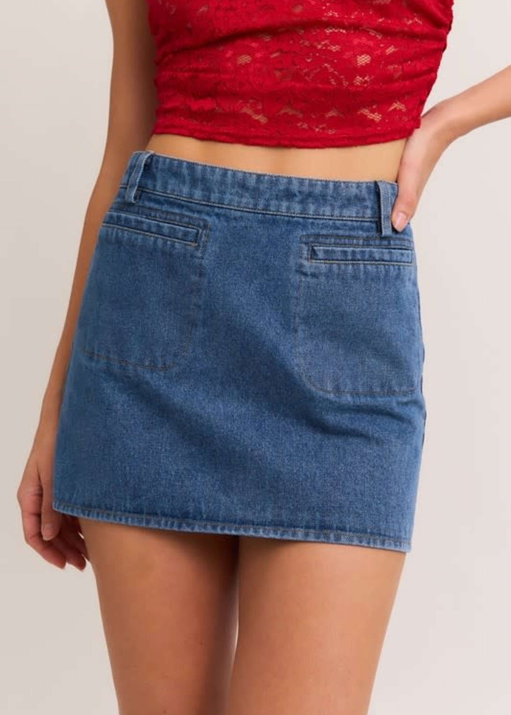 Front Pocket Denim Skirt