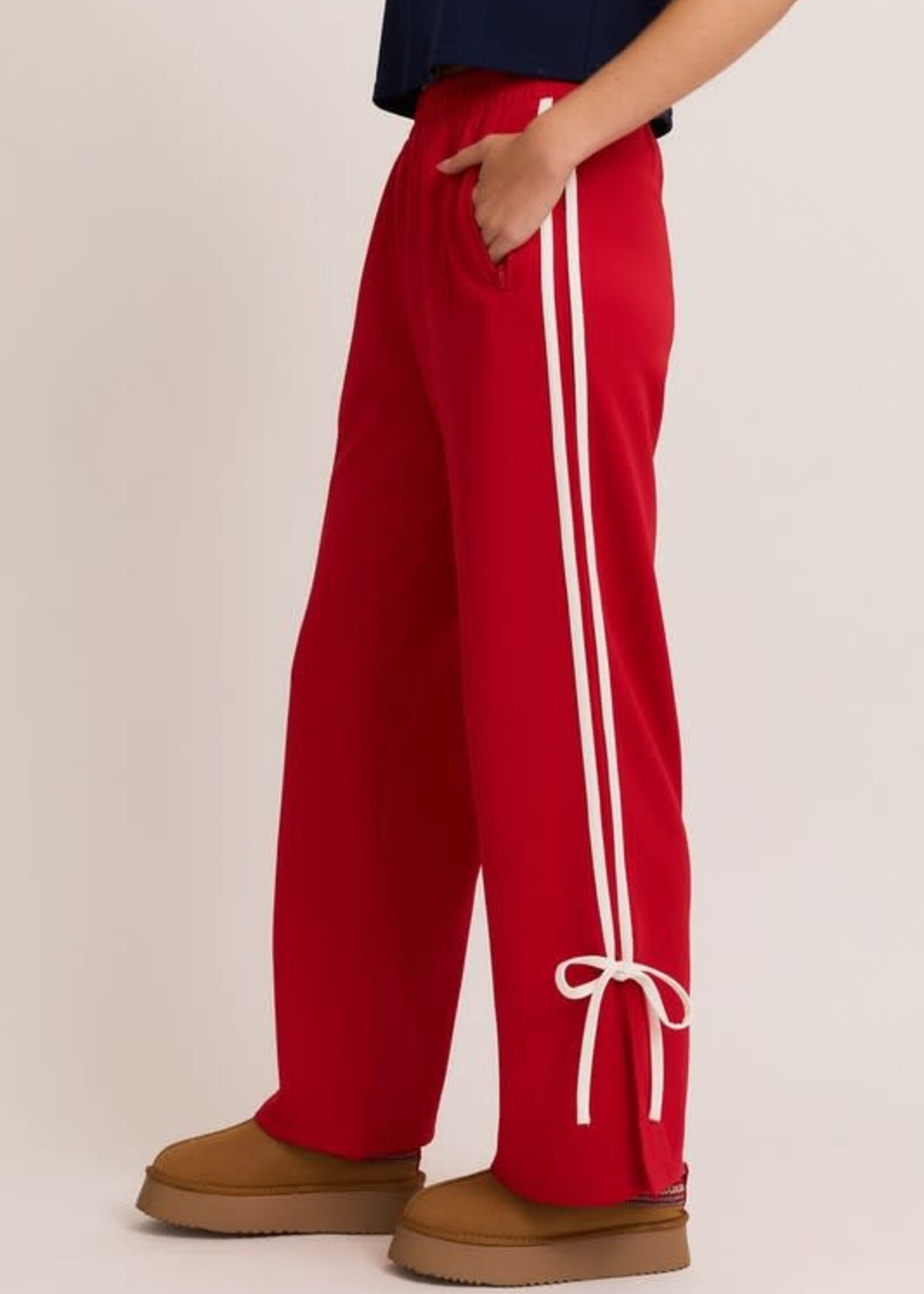 Bow Detail Red Joggers