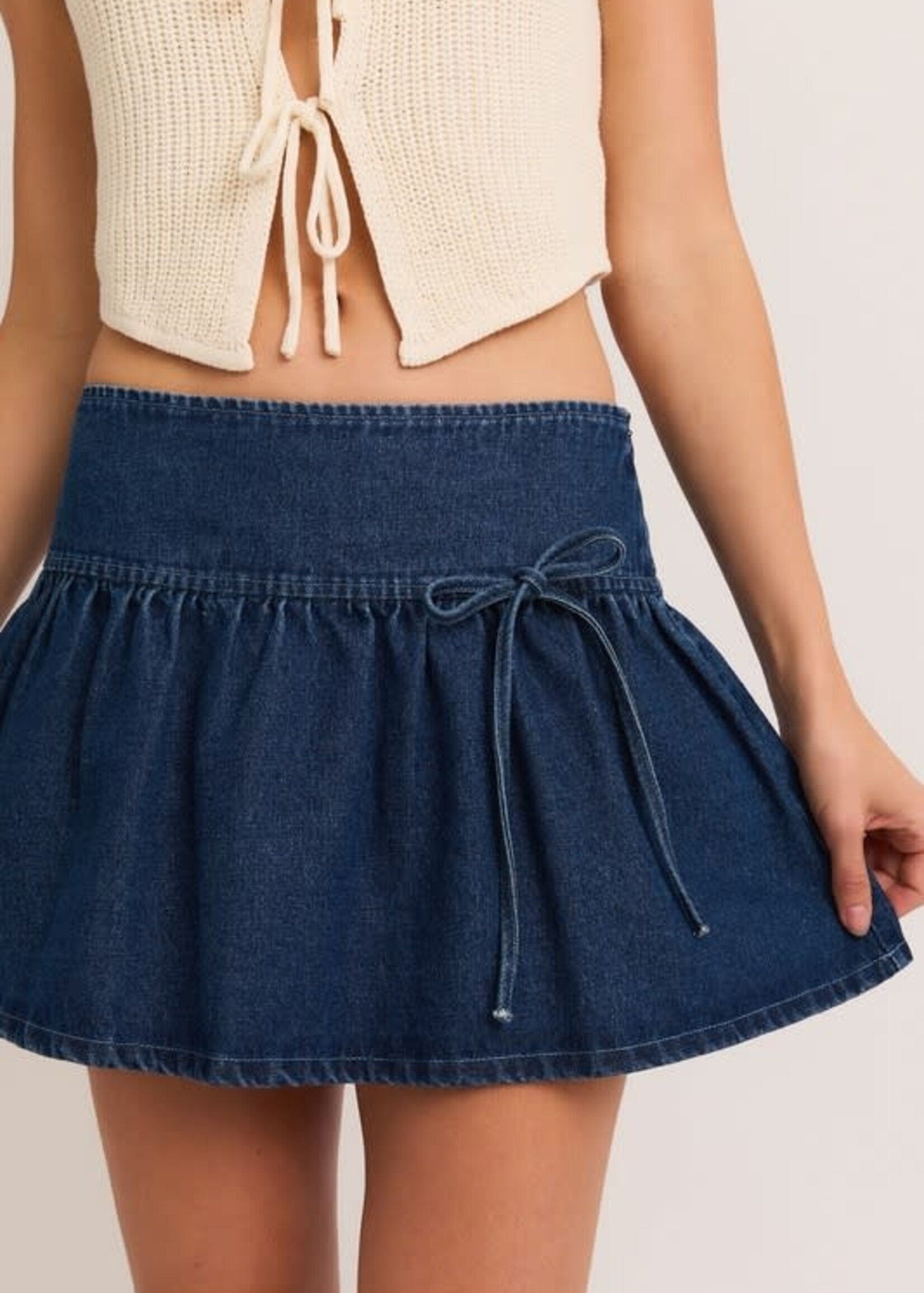 Bow Detail Denim Skirt