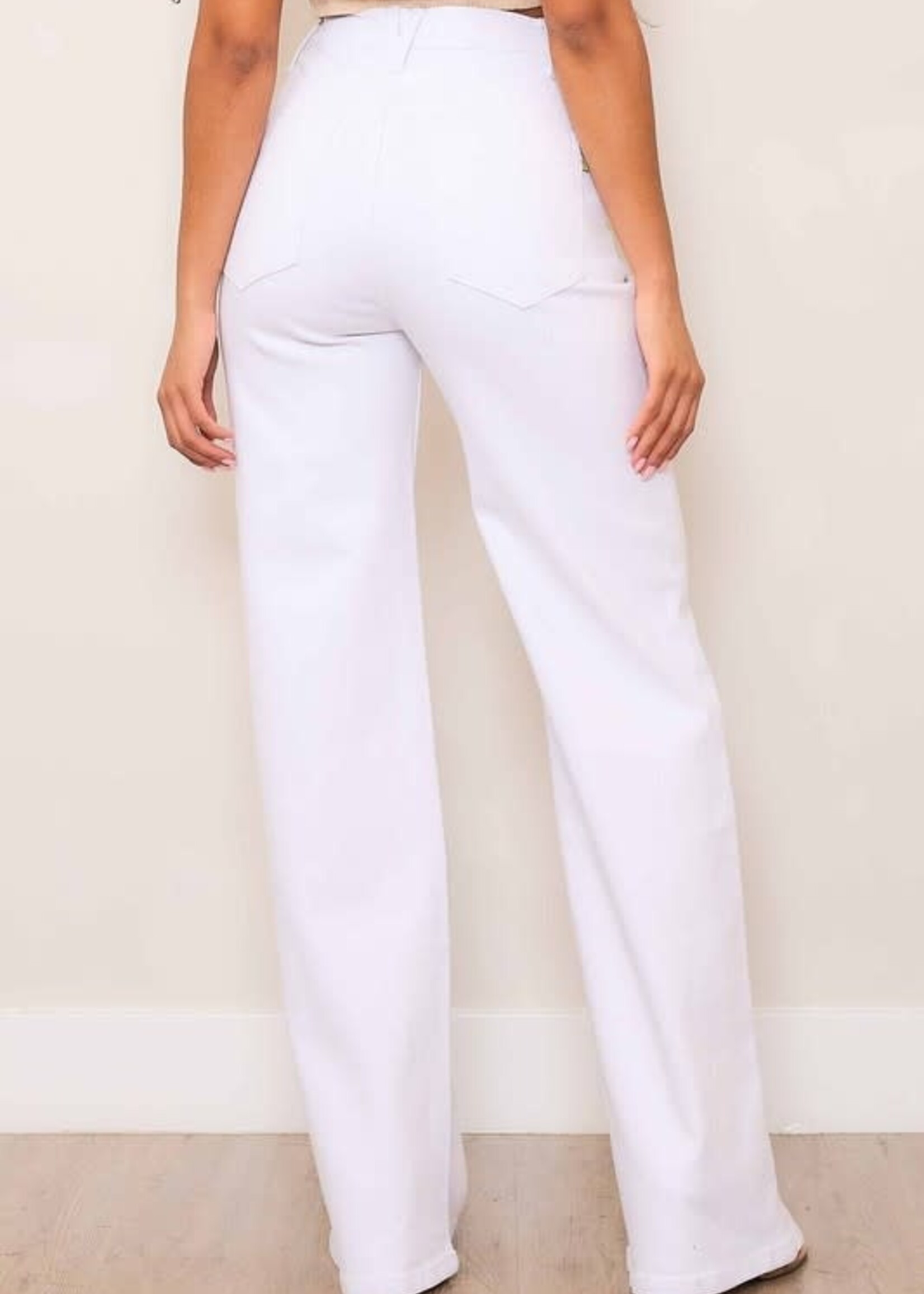 High Waist Wide Leg White Denim