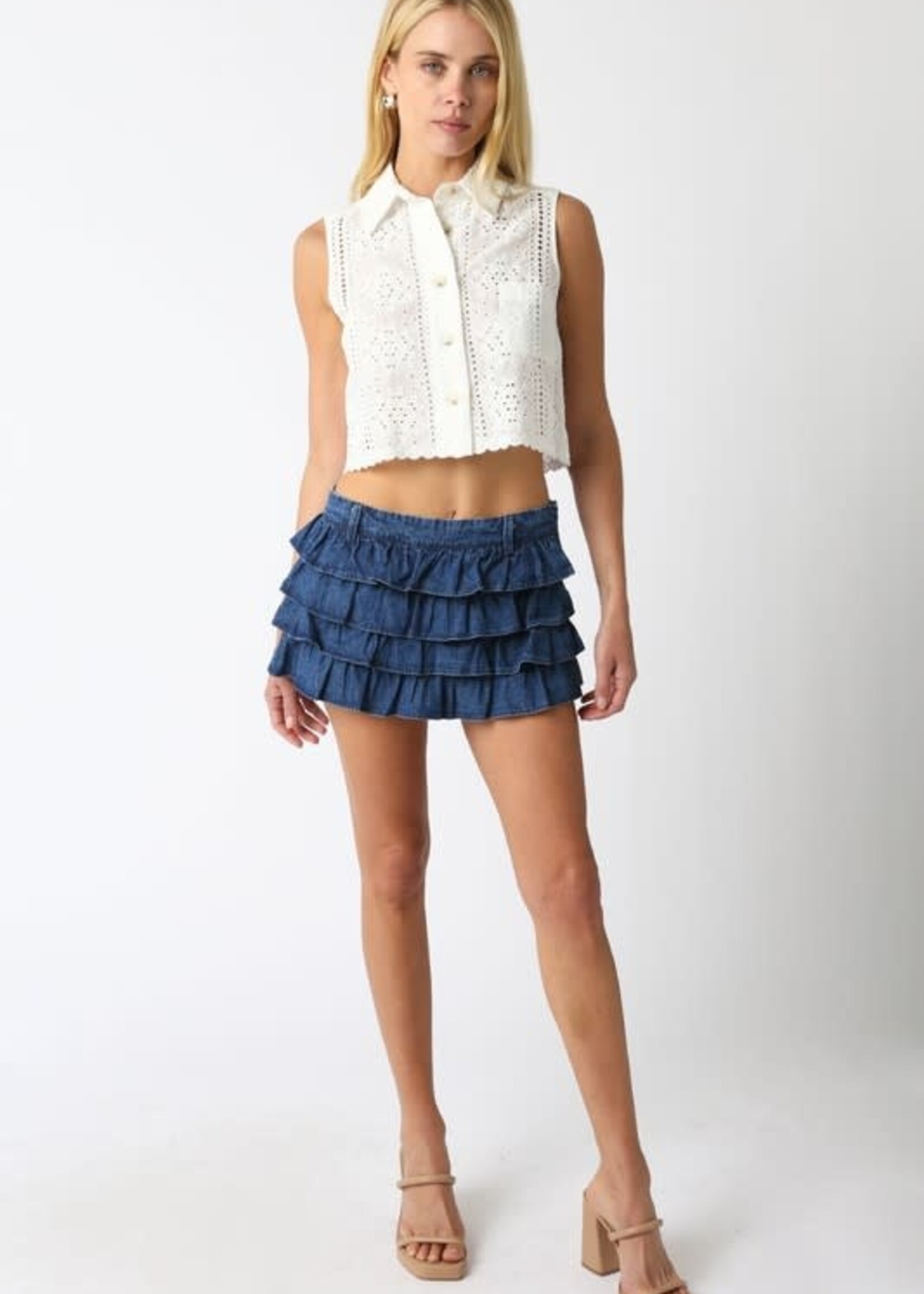 Denim Ruffle Skirt