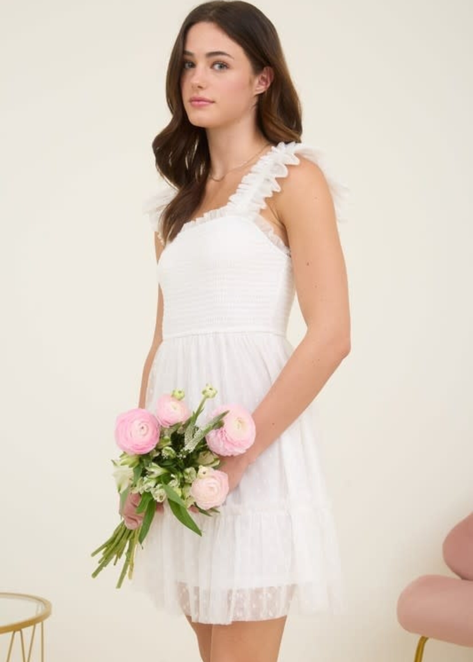 Chffon Ruffle Dress (4 Colors)