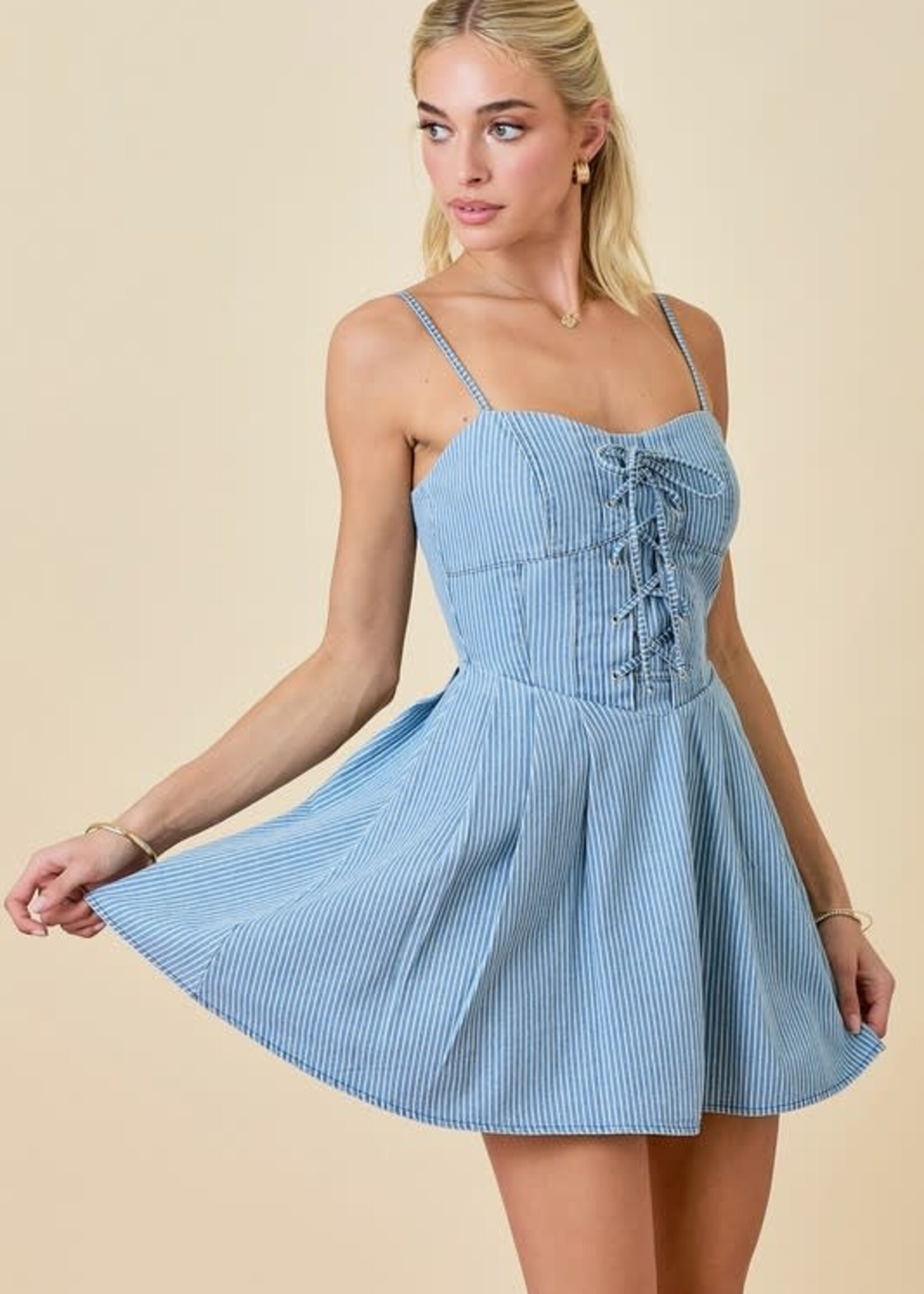 Denim Stripe Corset Dress