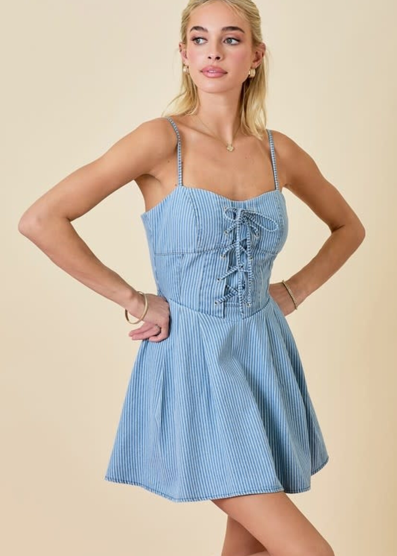 Denim Stripe Corset Dress