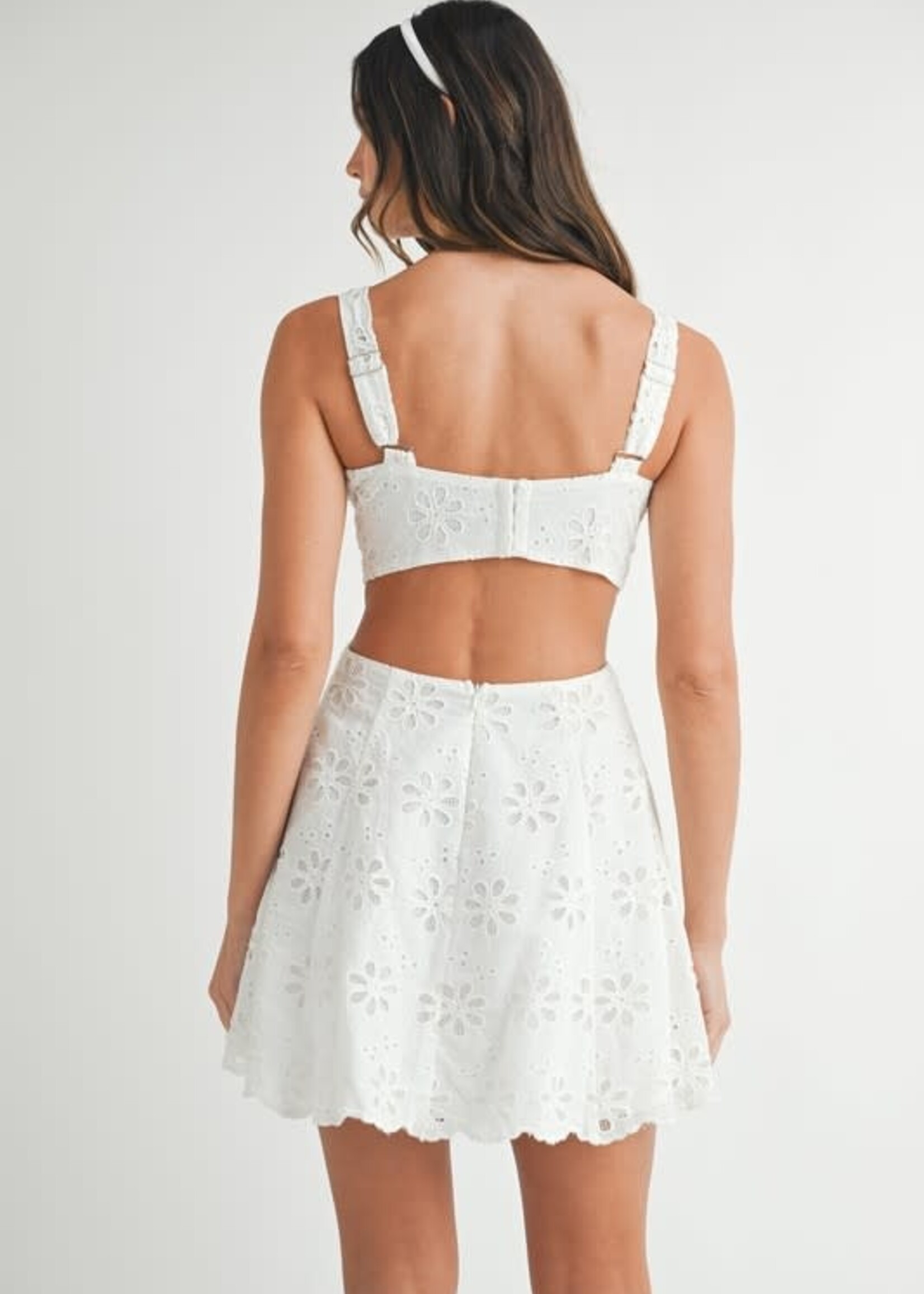 Pretty White Floral Cut Out Dress