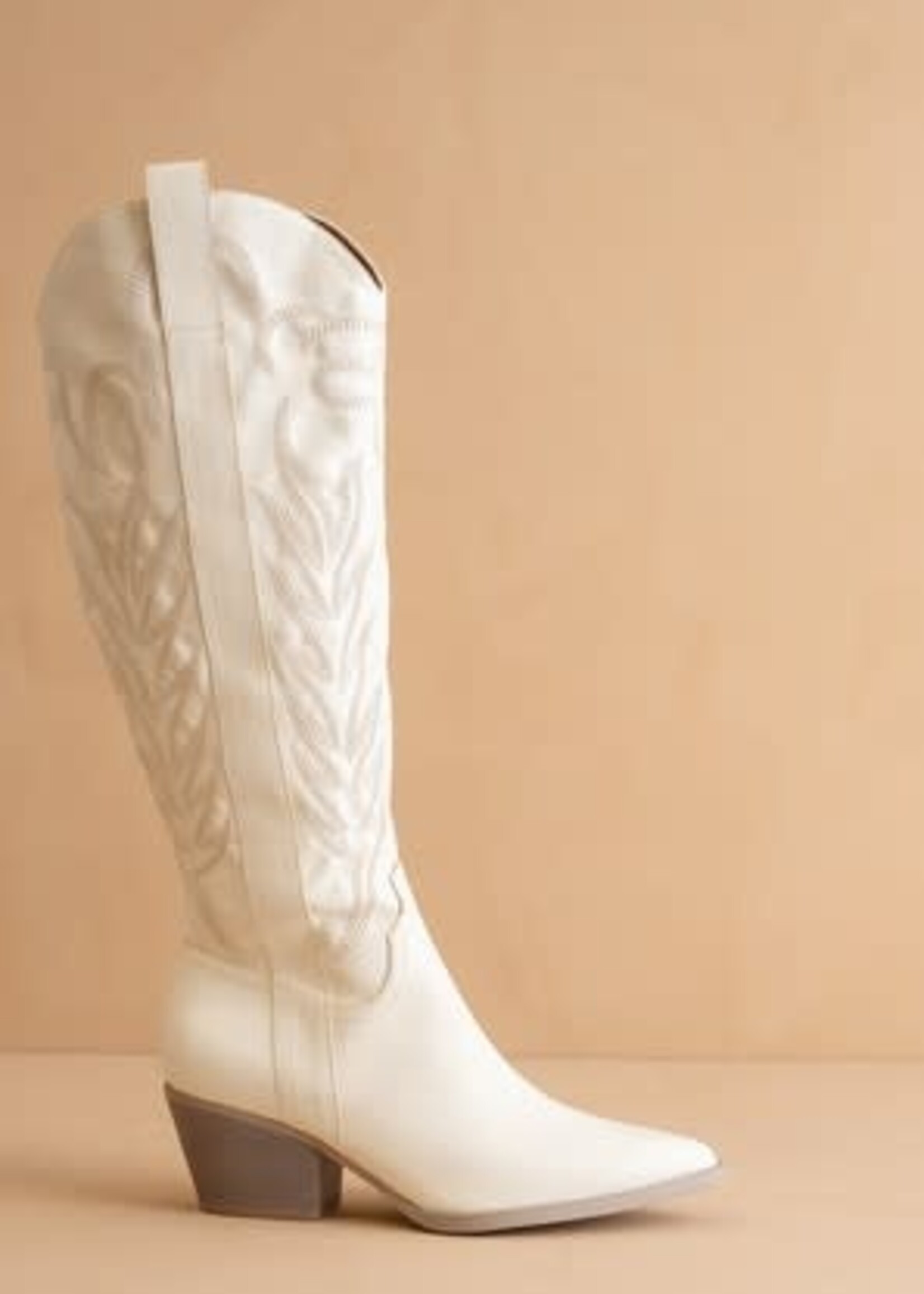 White Embroidered Boots