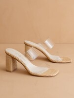 Clear Raffia Heels