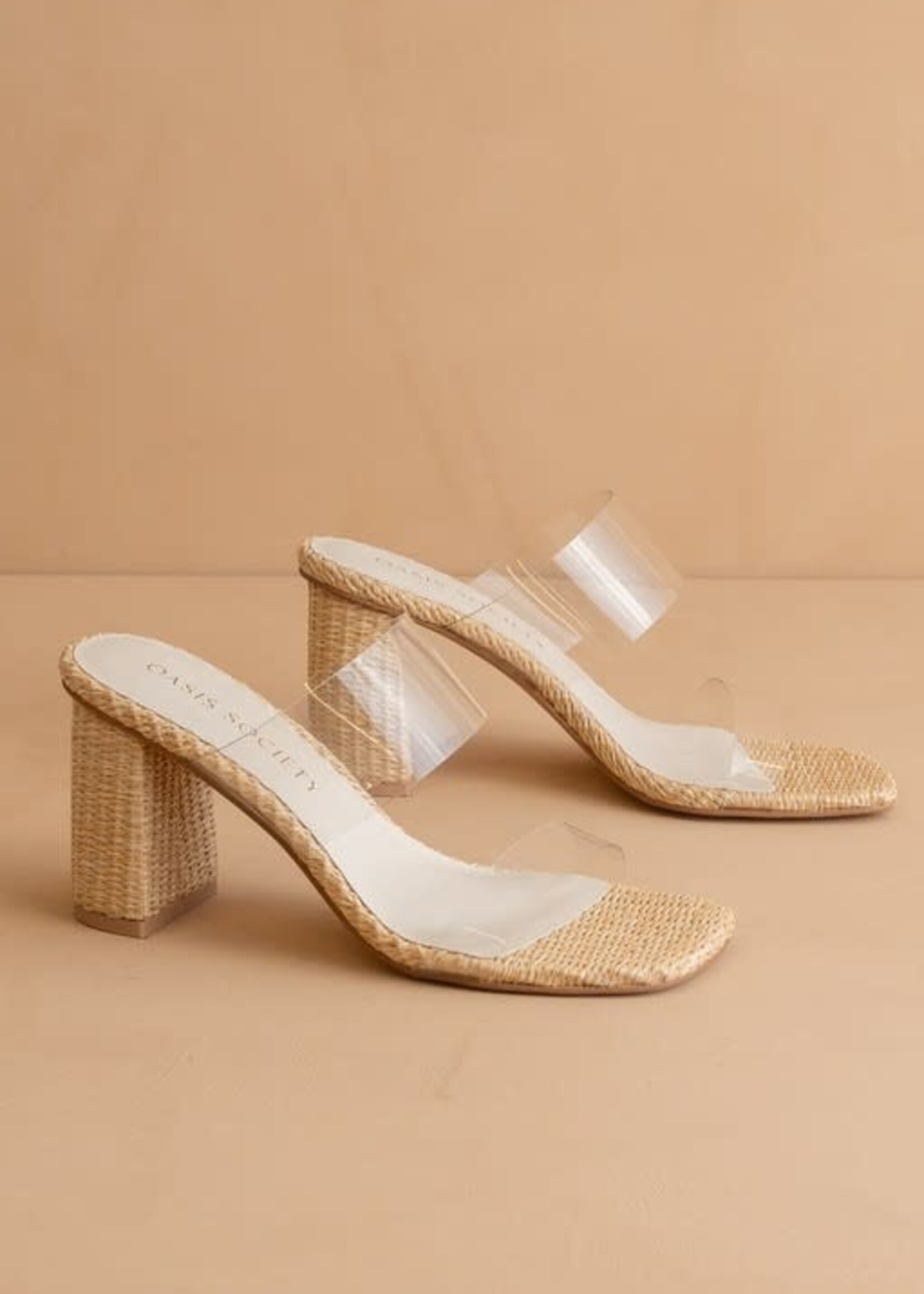 Clear Raffia Heels