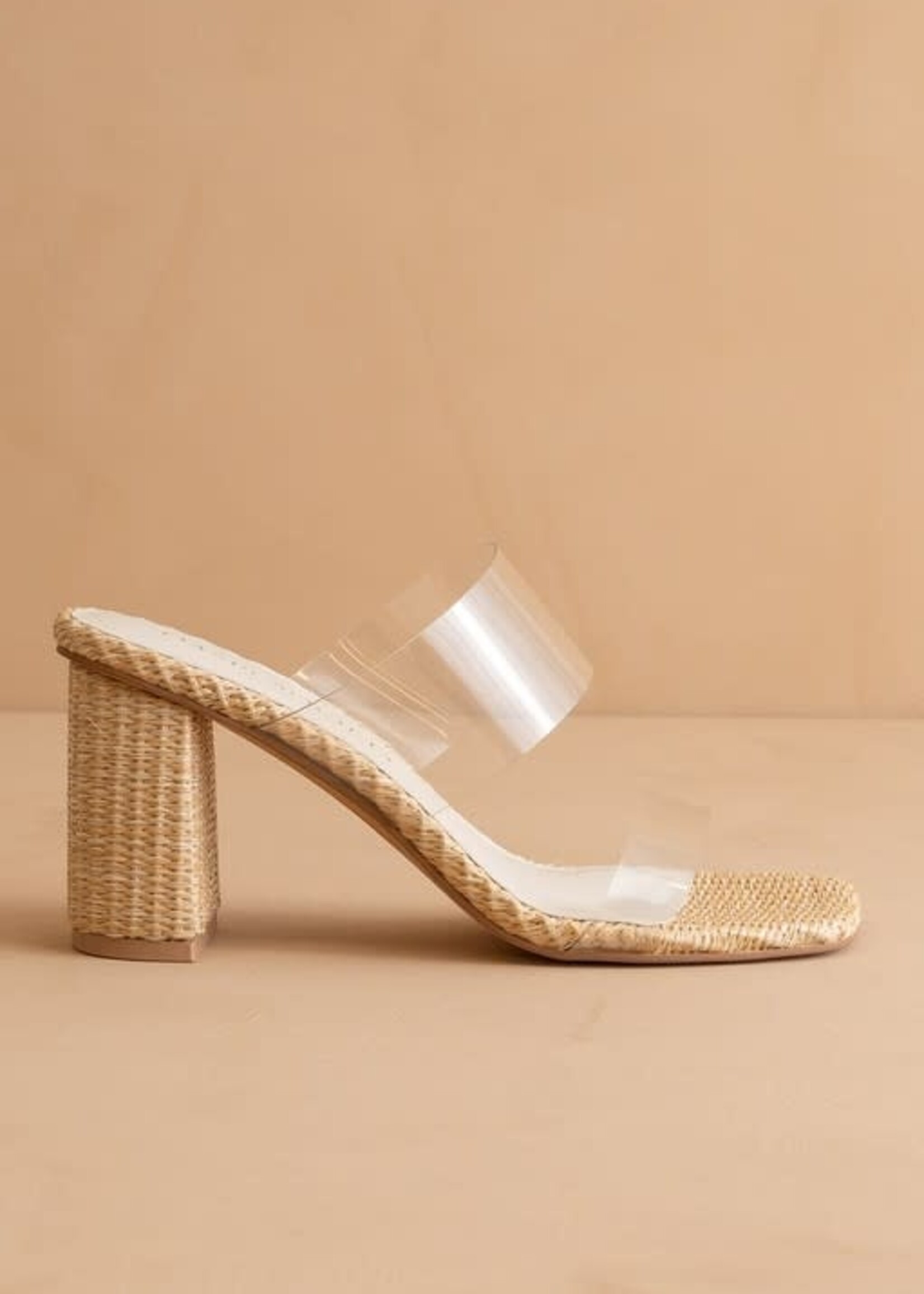 Clear Raffia Heels