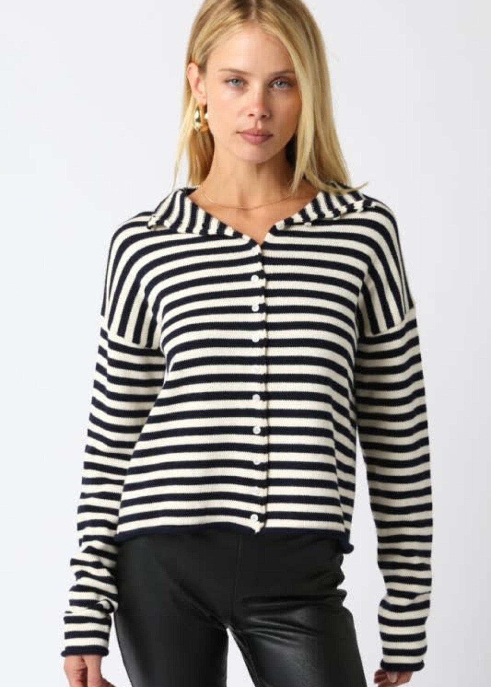 Stripes On Cashmere Cardigan (2 Colors)