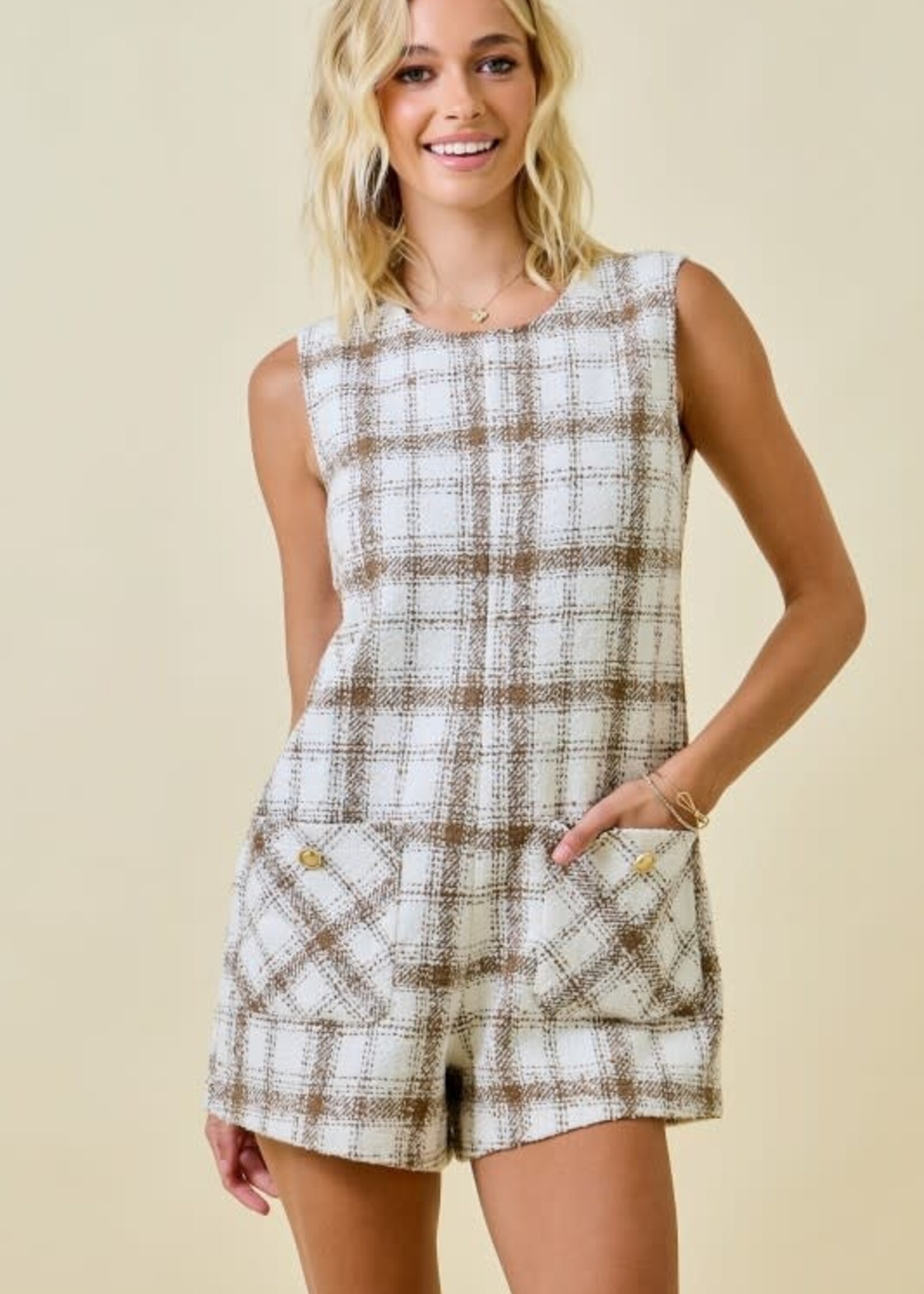 Plaid Tweed Romper