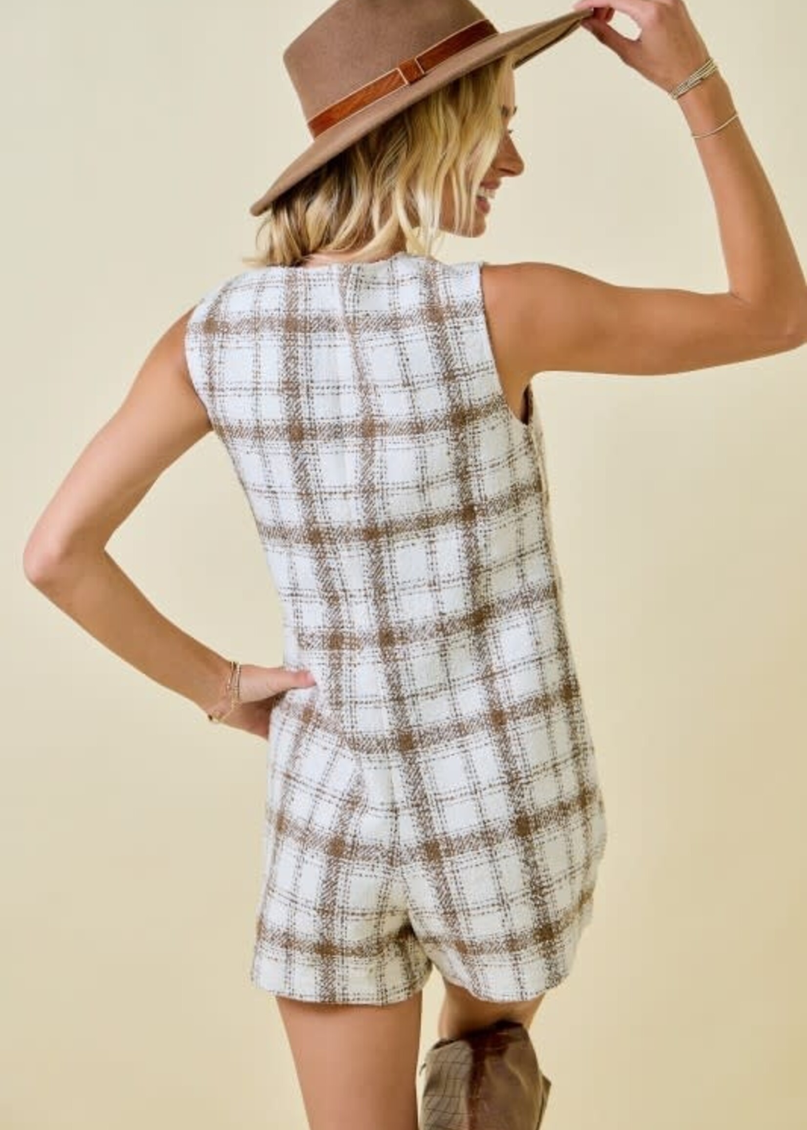 Plaid Tweed Romper