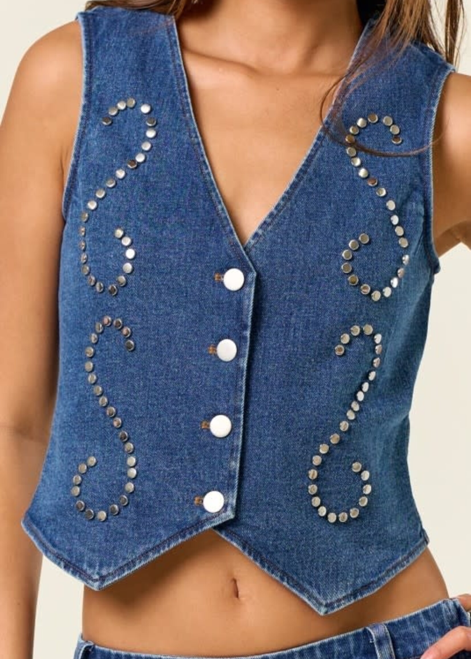 Denim Stud Vest