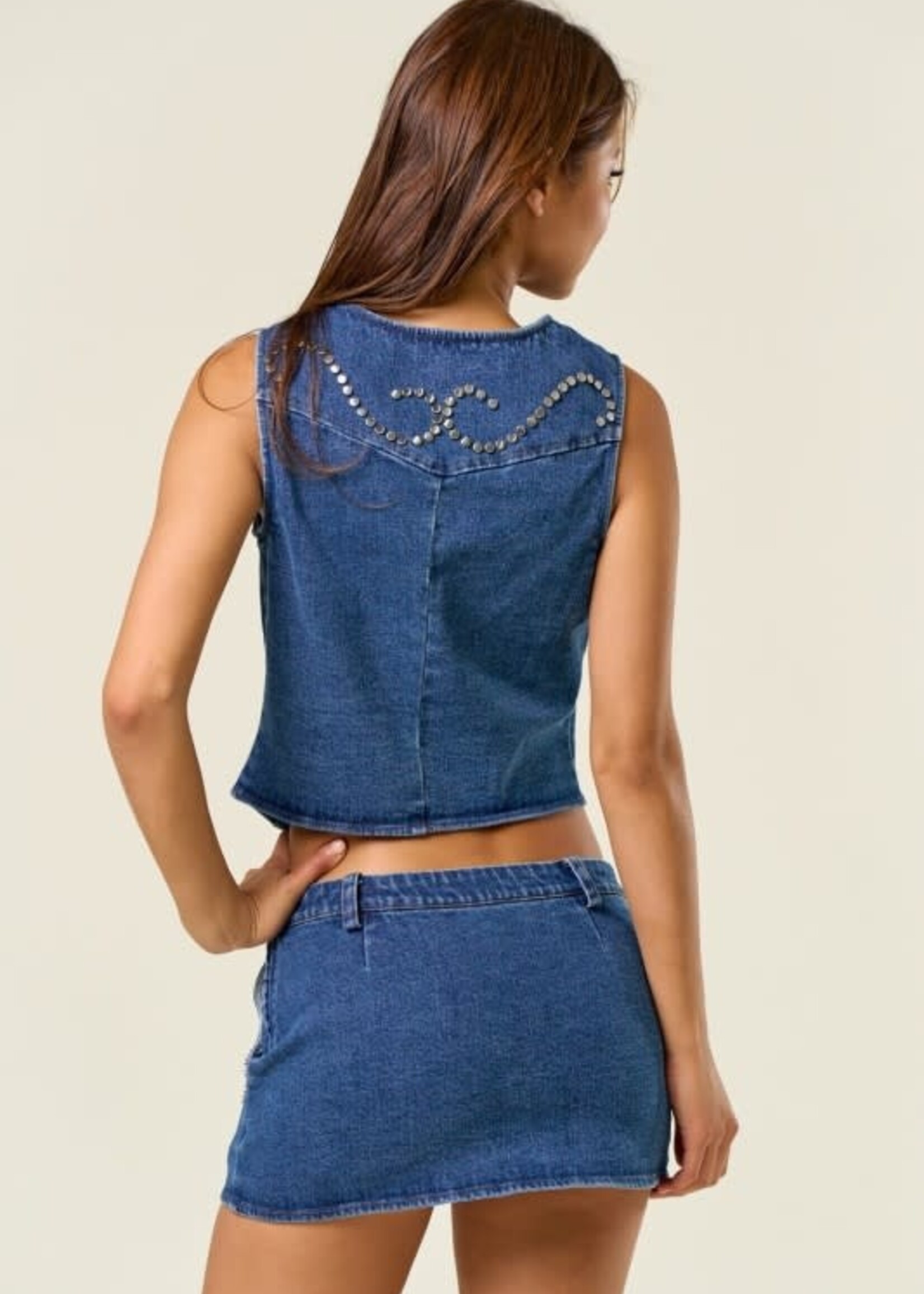 Denim Stud Vest