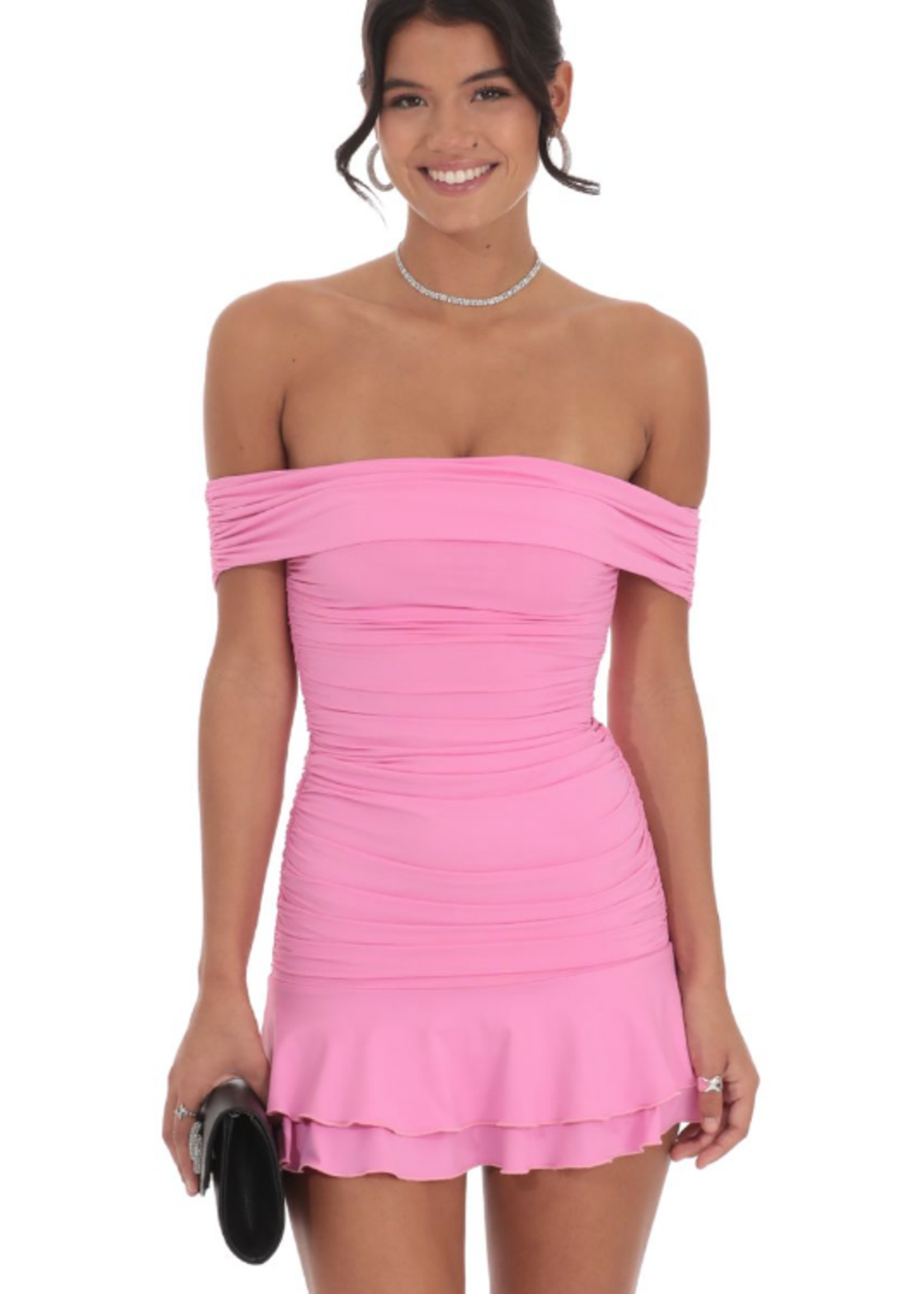 Pretty in Pink Off Shoulder Dress
