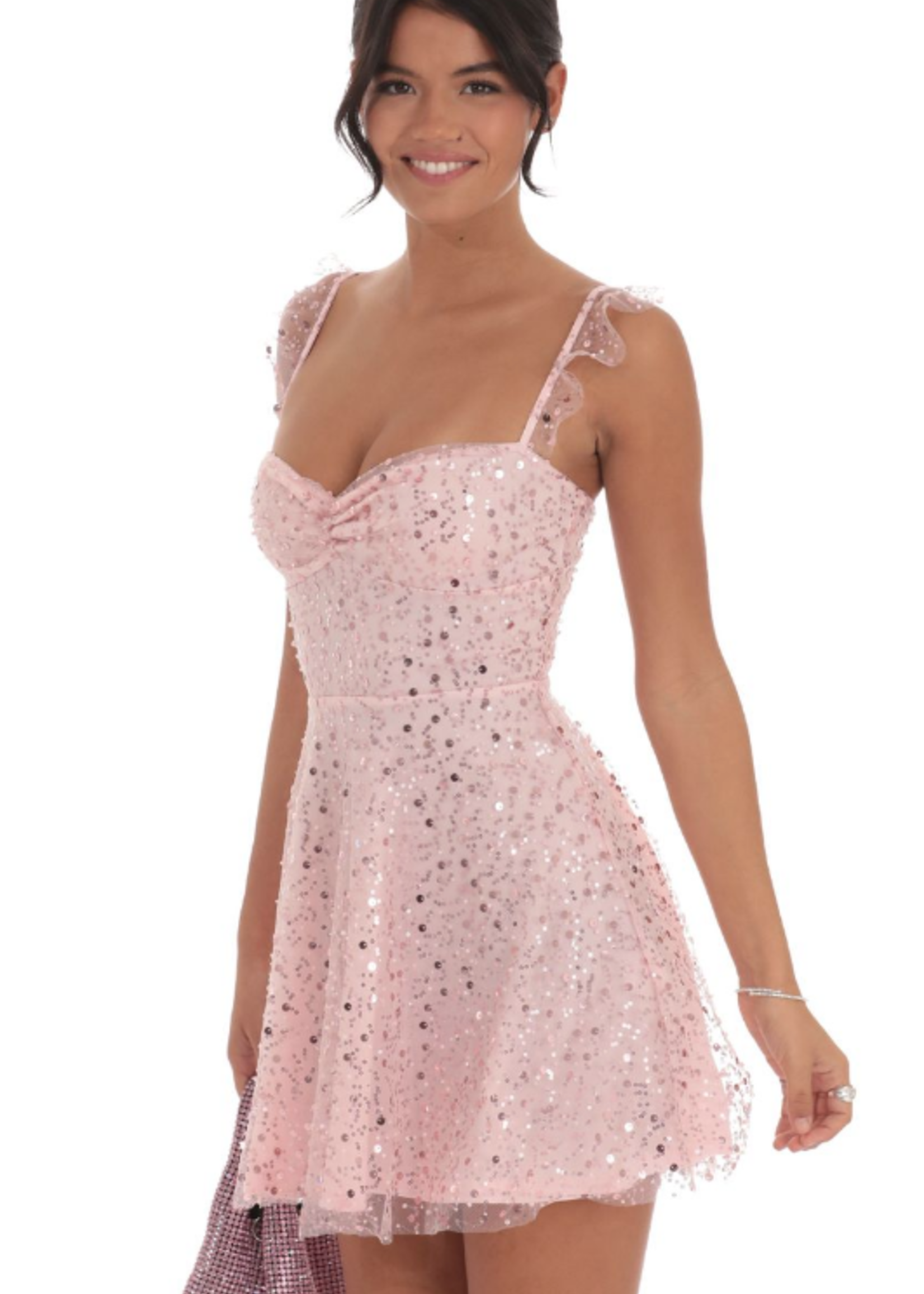 Pretty Pink Sequin Ruffle Dress