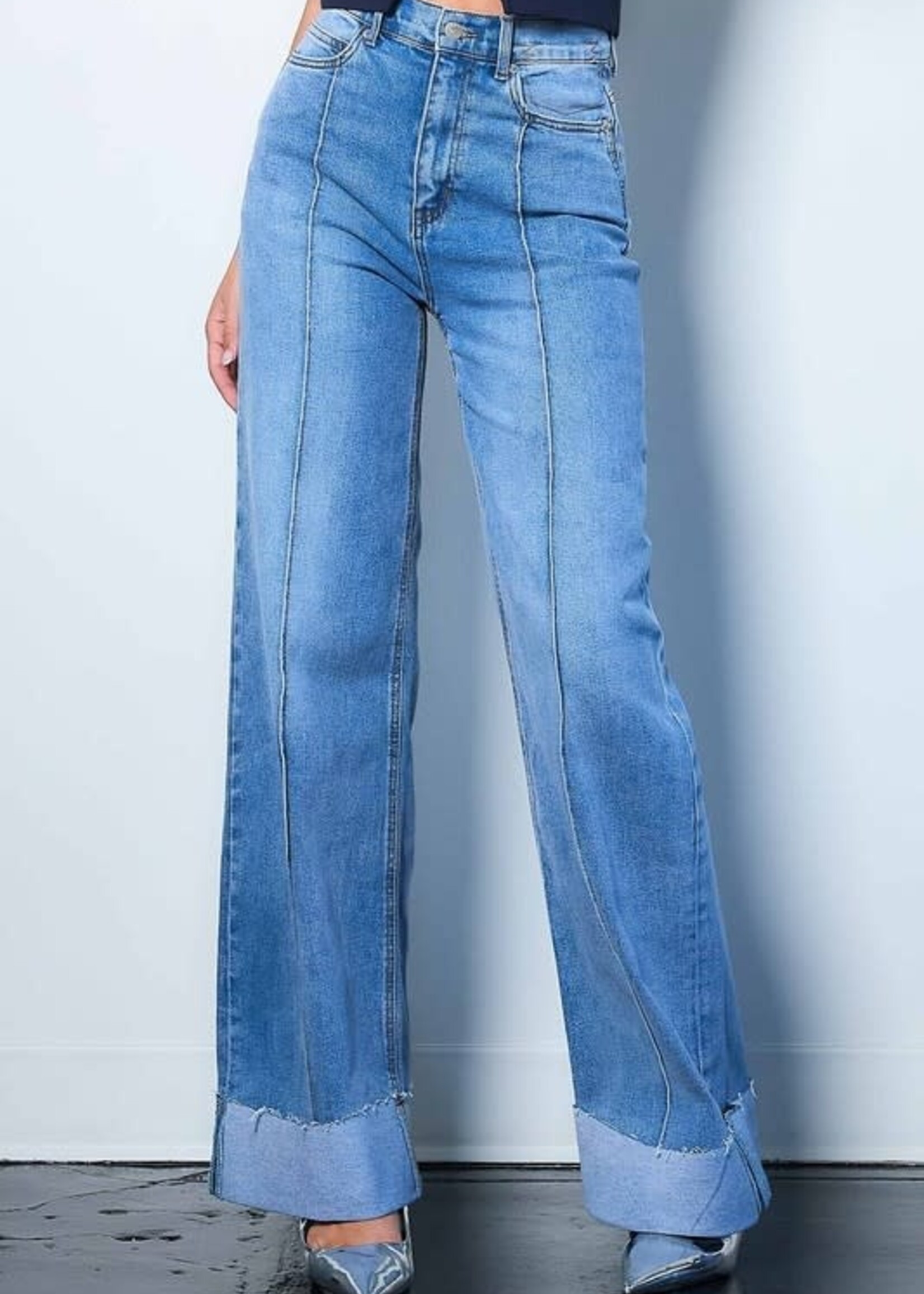 Wide Leg Cuff Denim