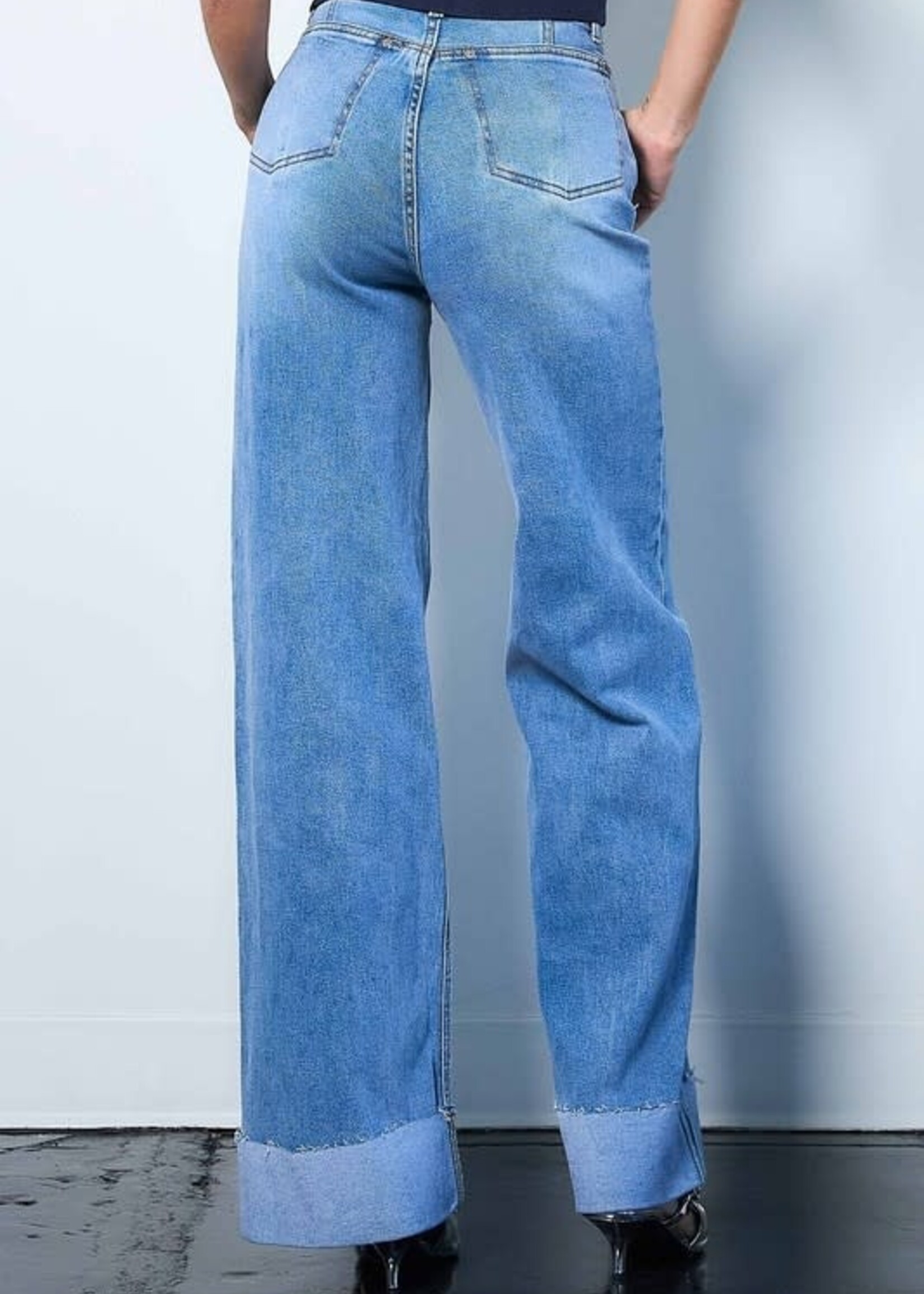 Wide Leg Cuff Denim