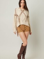 Braided Leather Sweater