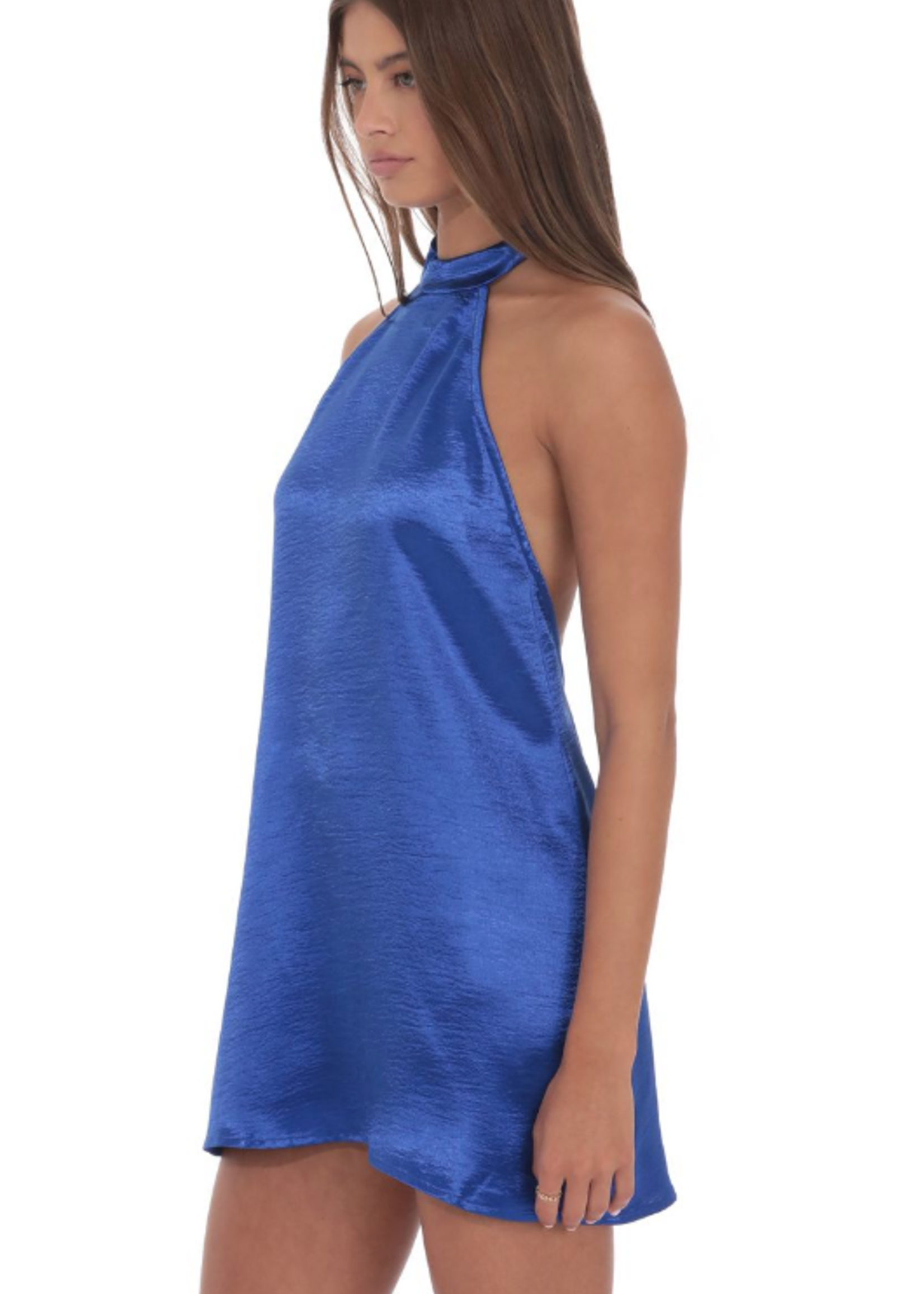 Royal Halter Neck Satin Dress