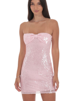 Pretty Pink Sequin Bow Dress