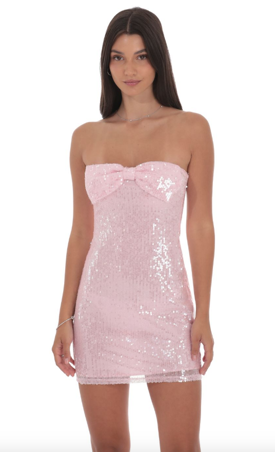 Pretty Pink Sequin Bow Dress - Cousin Couture Pretty Pink Sequin Bow Dress - Cousin Couture