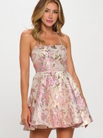 Jacquard Pink Floral Dress