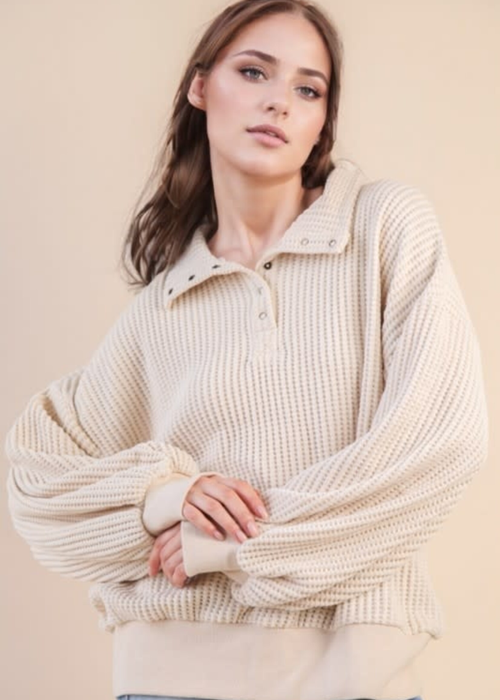 Waffle Oversized Pullover (4 Colors)