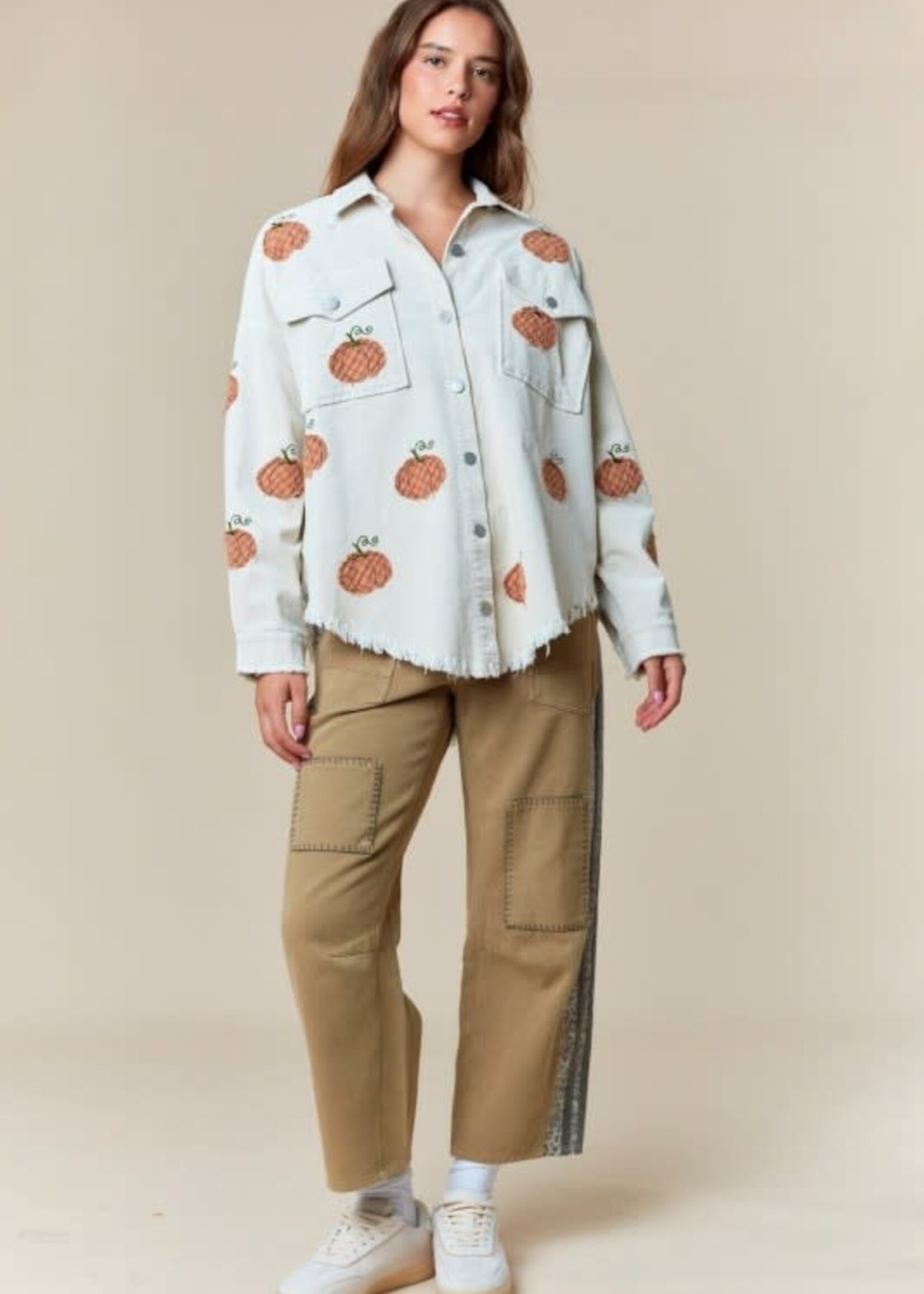 Pumpkin Plaid Corduroy Shacket