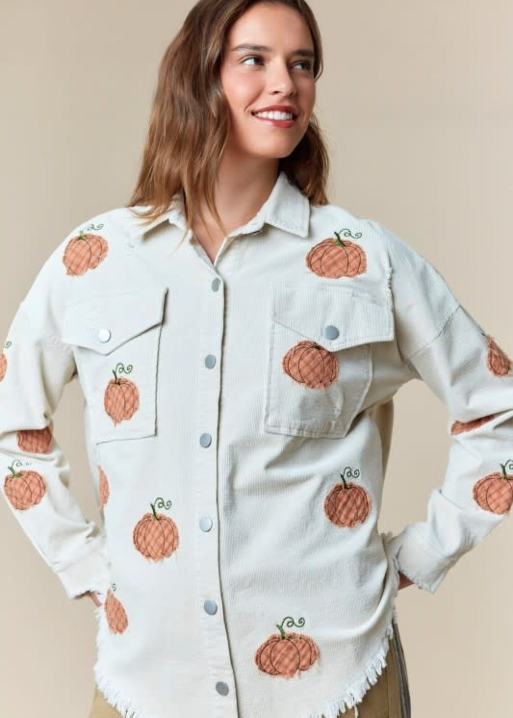 Pumpkin Plaid Corduroy Shacket