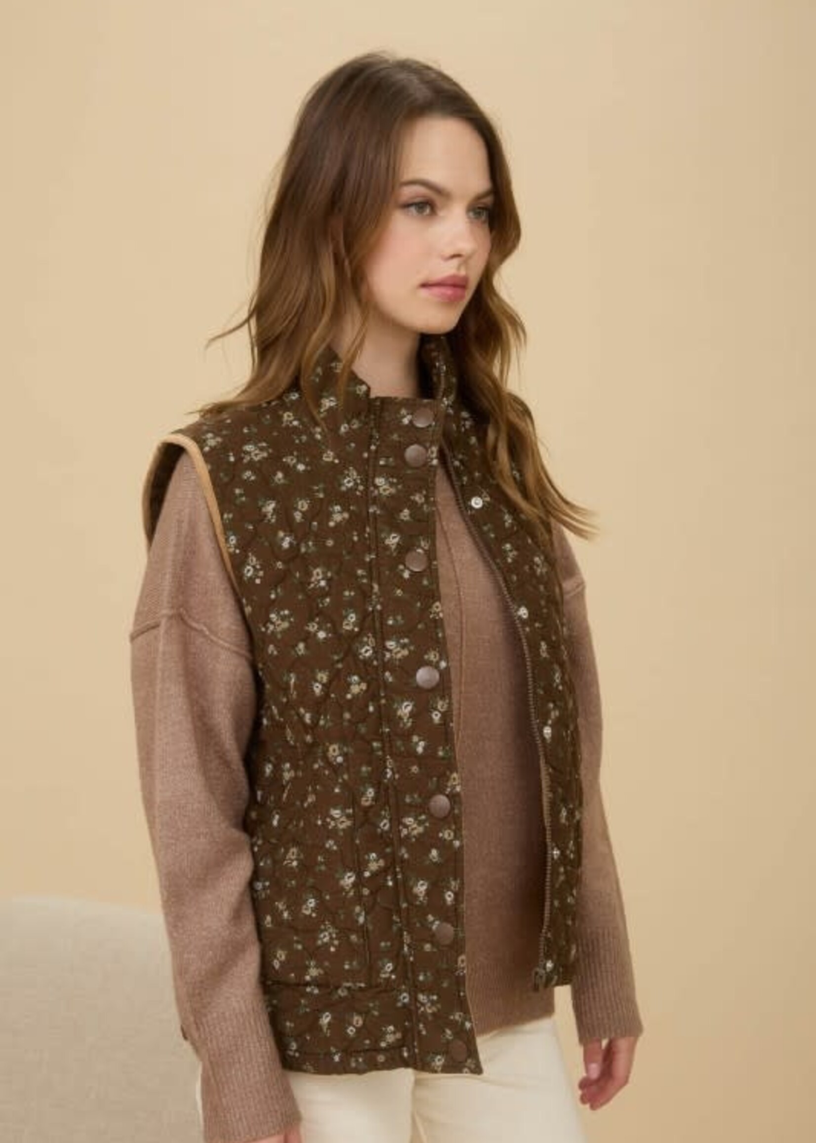 Brown Floral Vest
