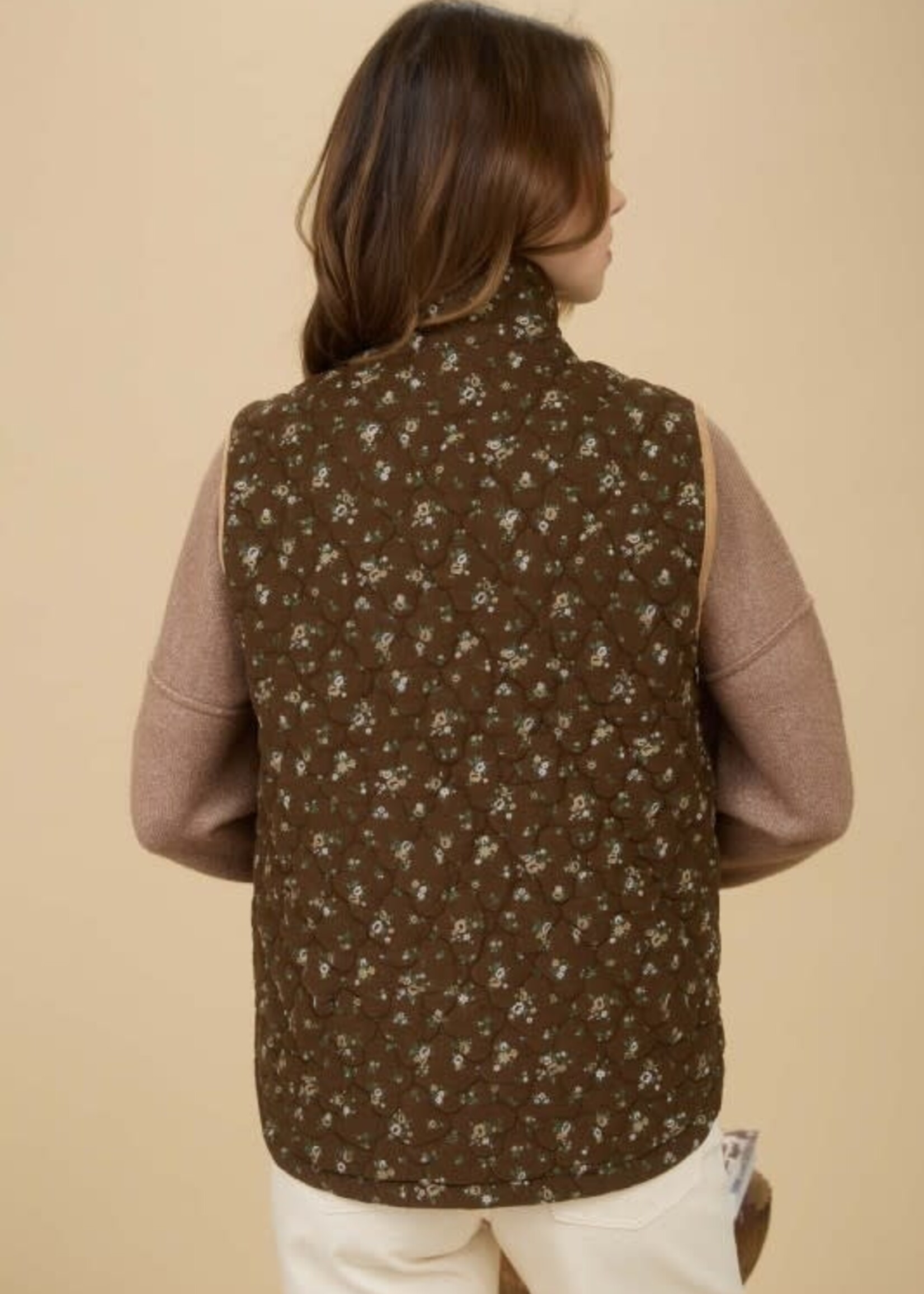 Brown Floral Vest