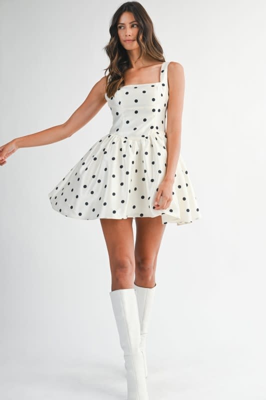 black and white polka dot dress costume Kids 'Audrey' Vintage 50's Girls Dress - White Black / 13 main image 0