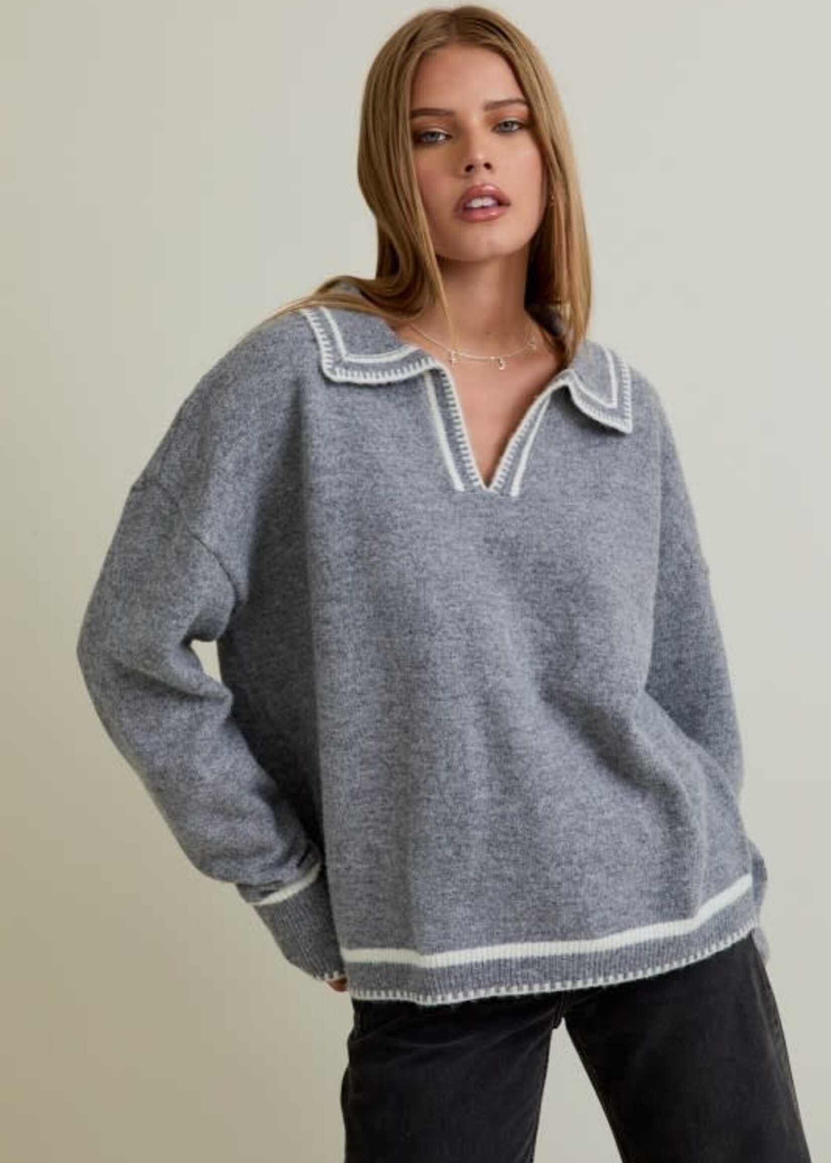 Stitch Detail Grey Sweater