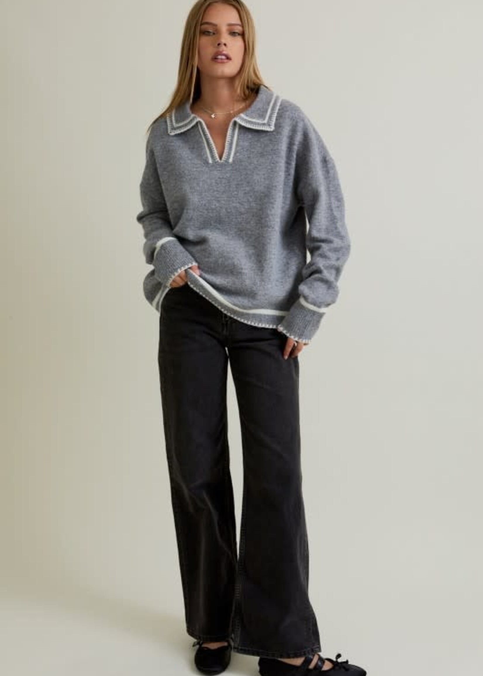 Stitch Detail Grey Sweater