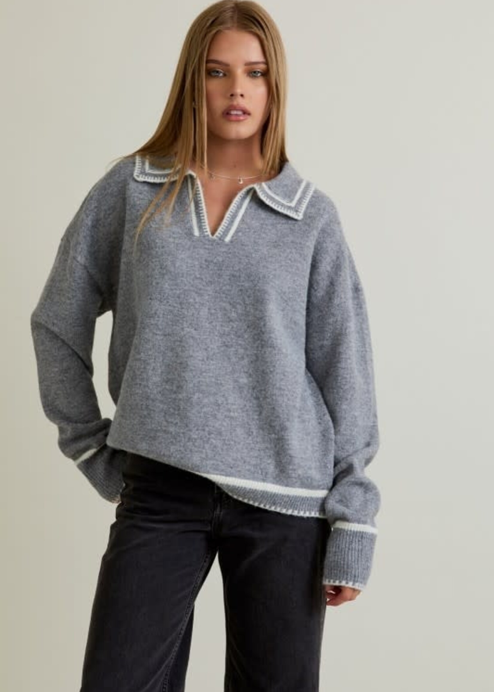 Stitch Detail Grey Sweater