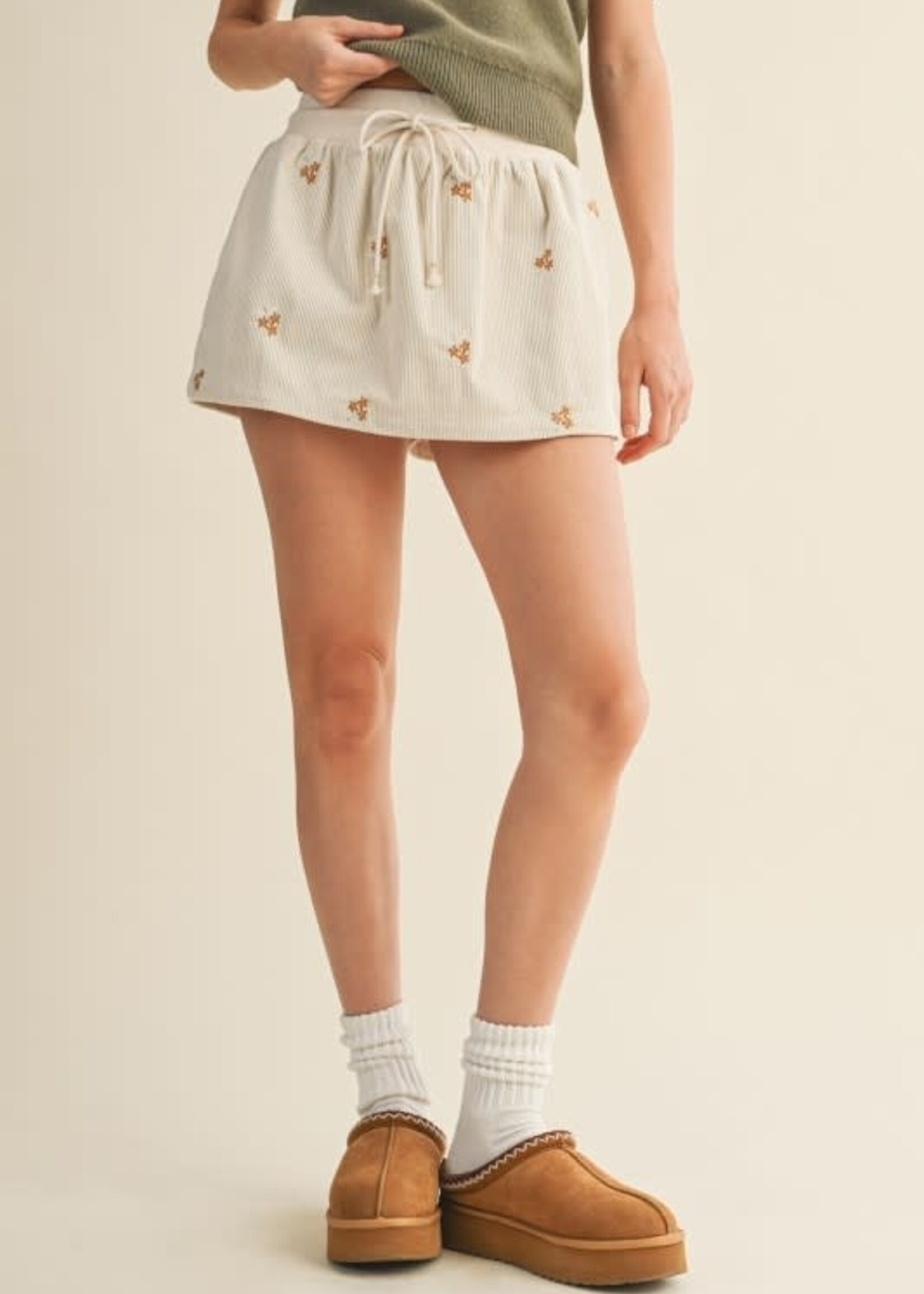 Corduroy Floral Skort