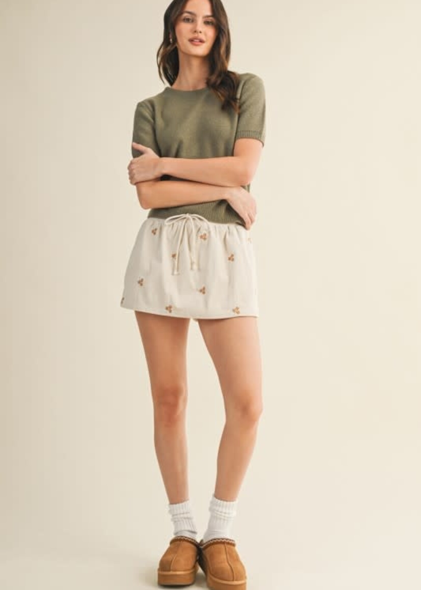 Corduroy Floral Skort