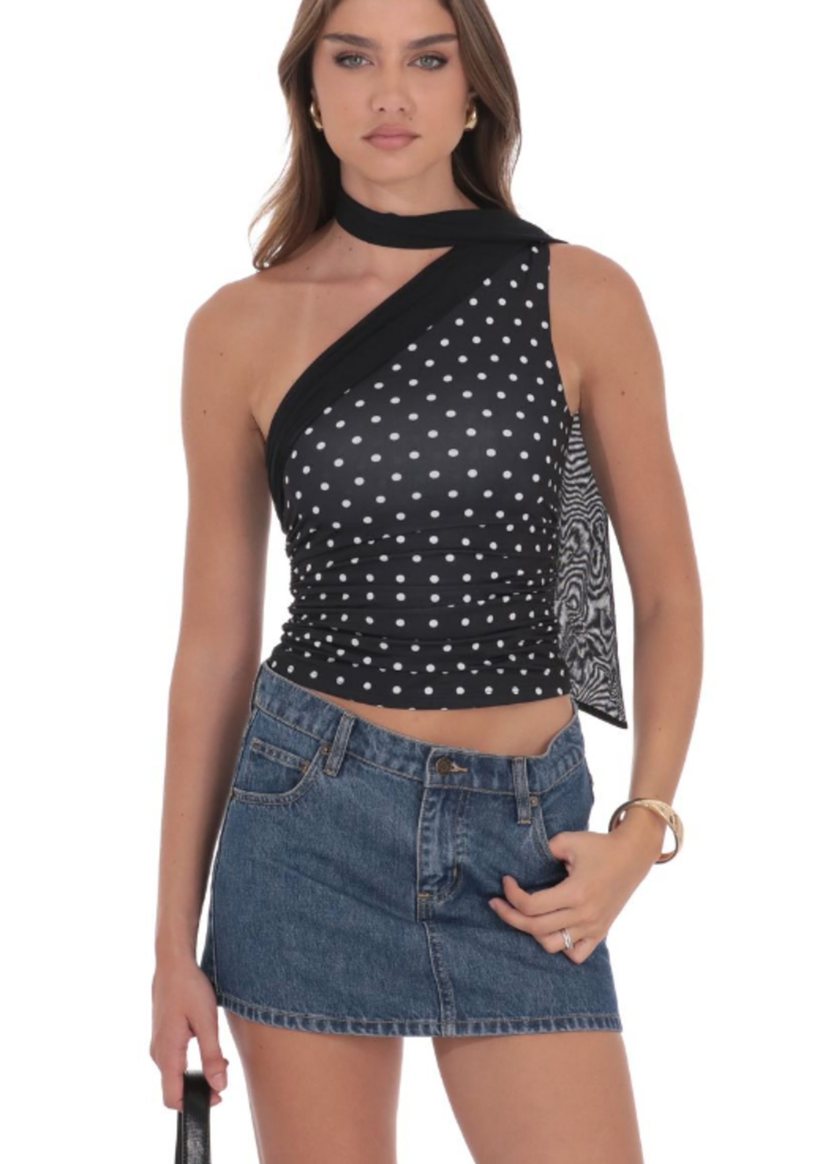 Polka Dot Scarf Top