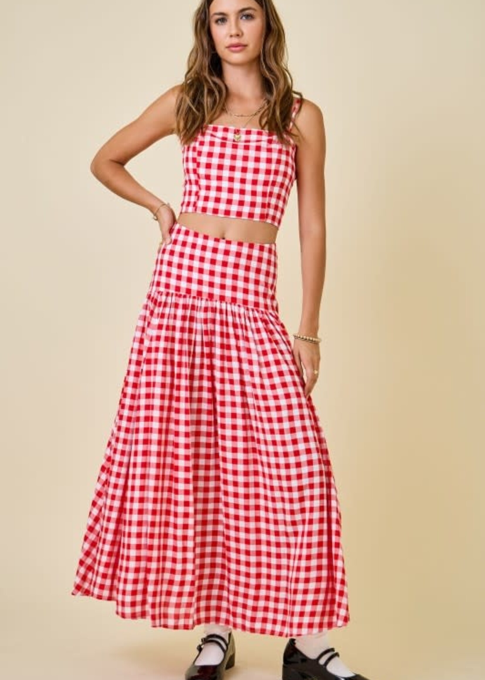 Get It Girl Gingham Midi Skirt