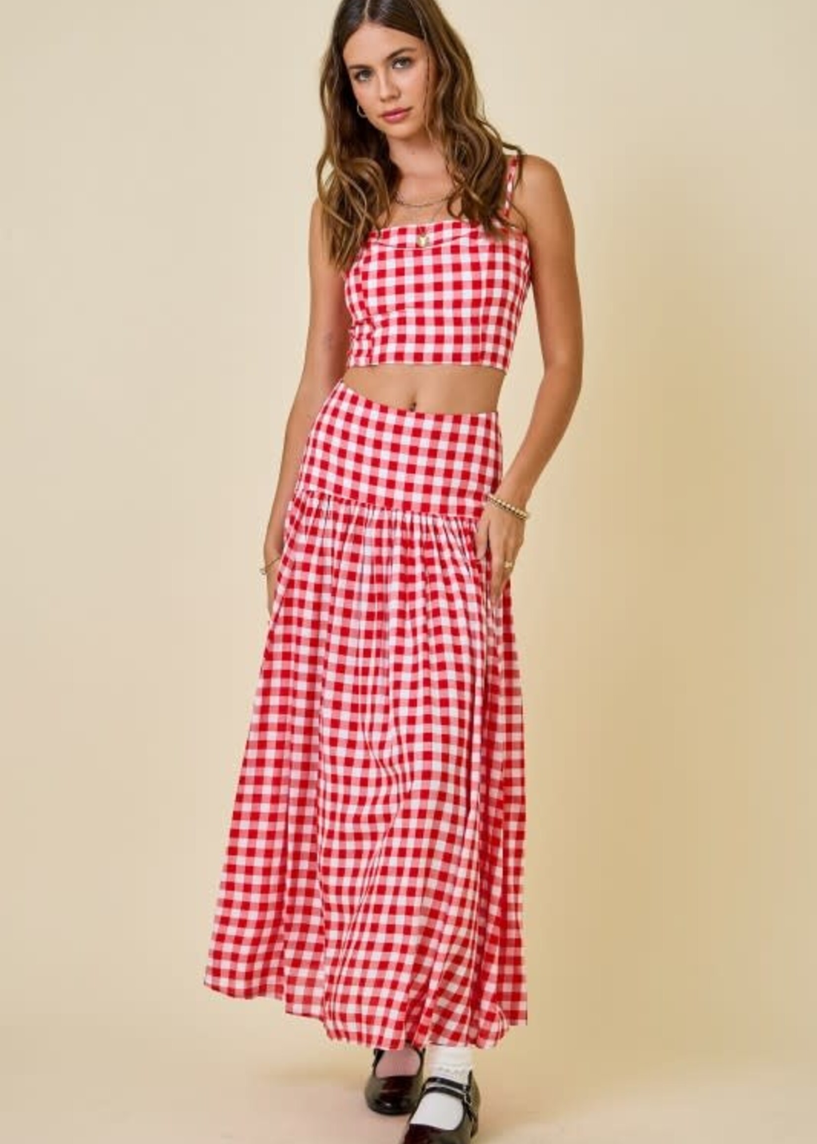 Get It Girl Gingham Midi Skirt