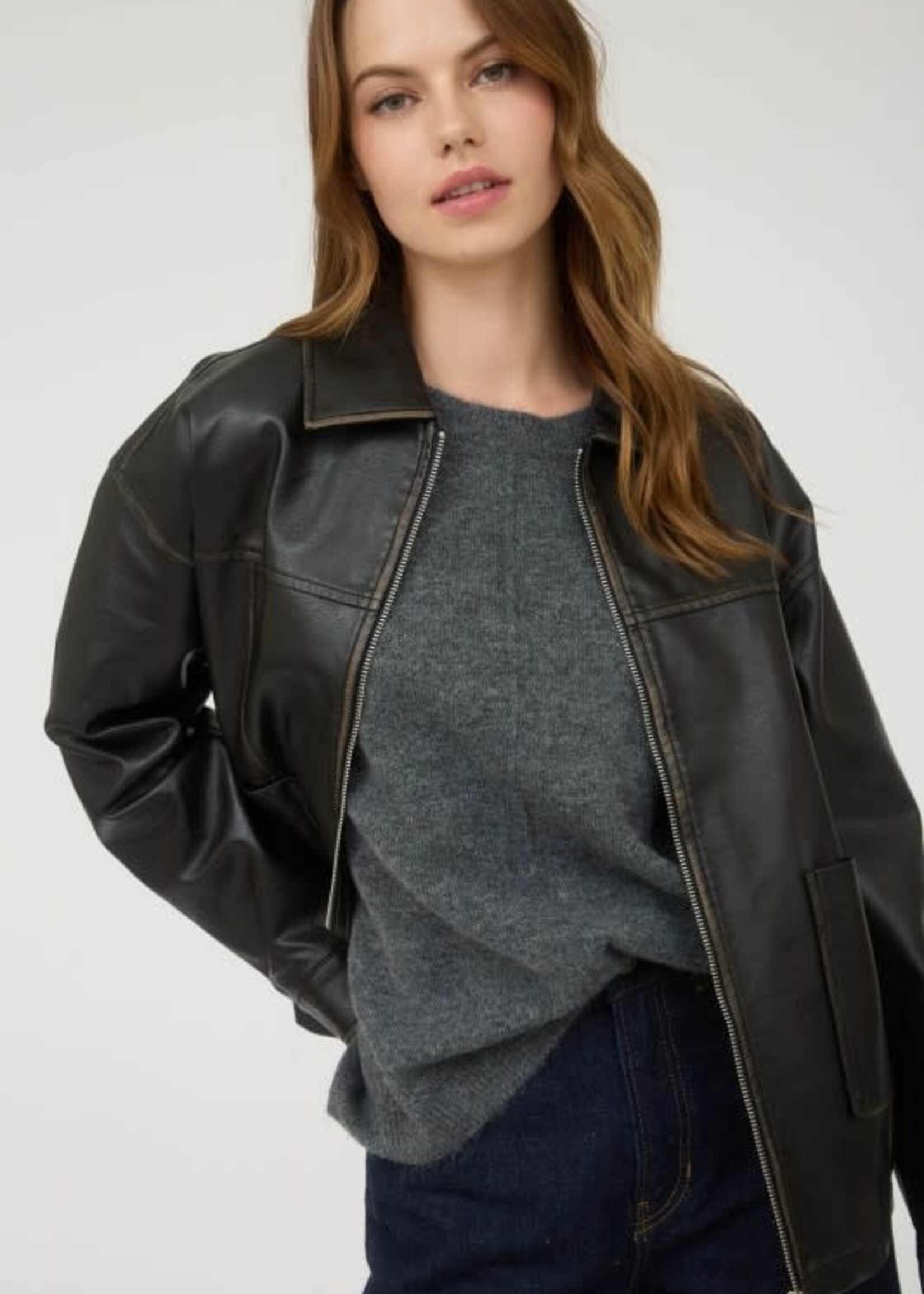 Leather Bomber Jacket (2 Colors)