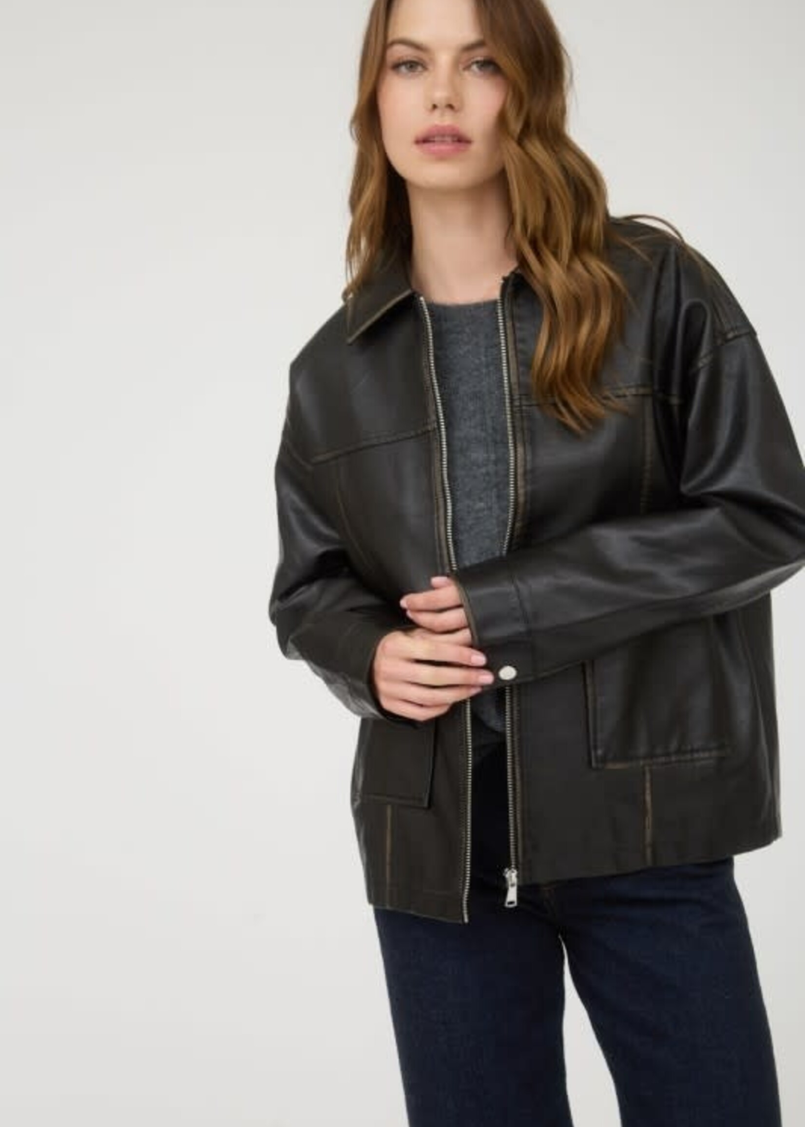 Leather Bomber Jacket (2 Colors)
