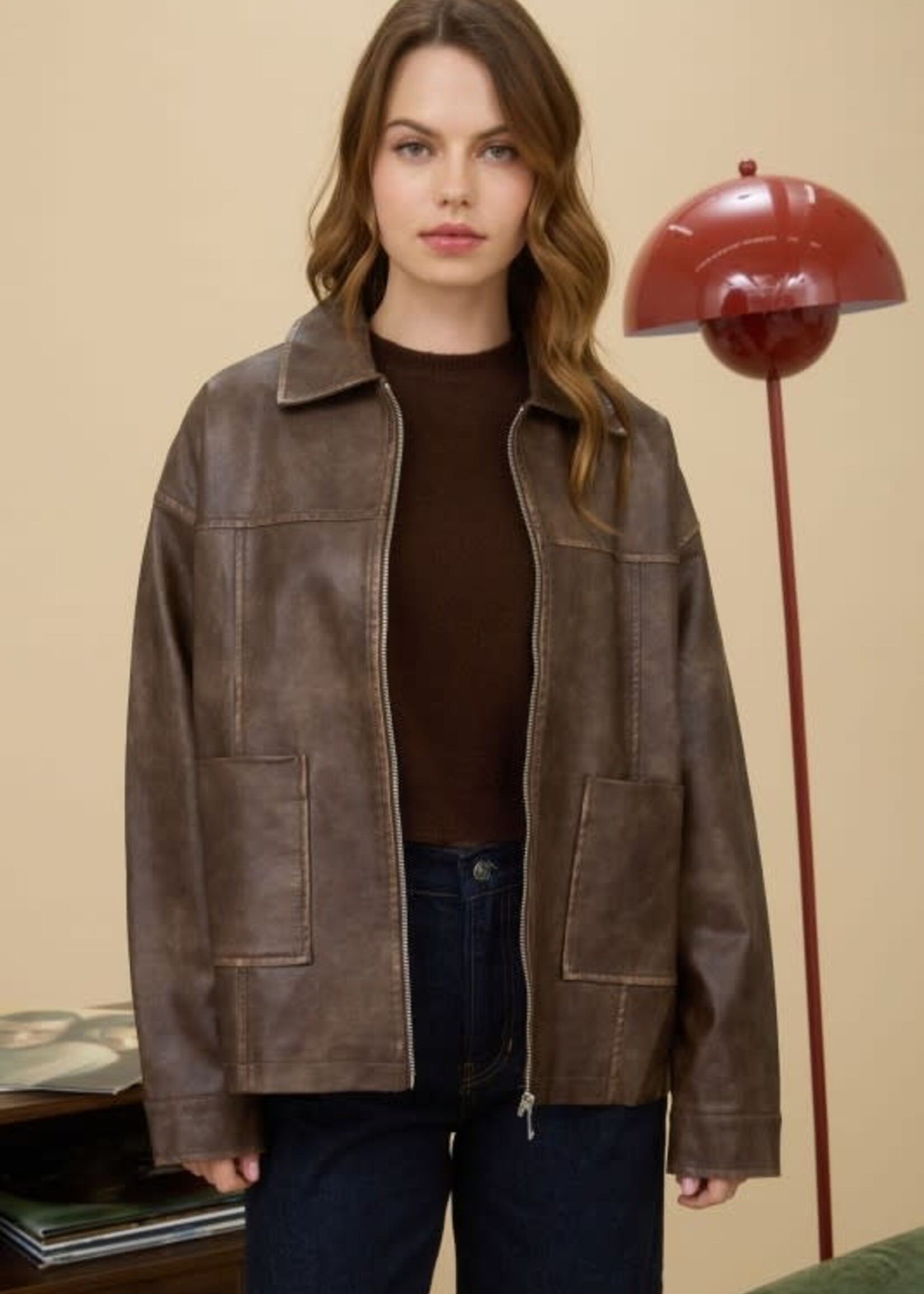 Leather Bomber Jacket (2 Colors)