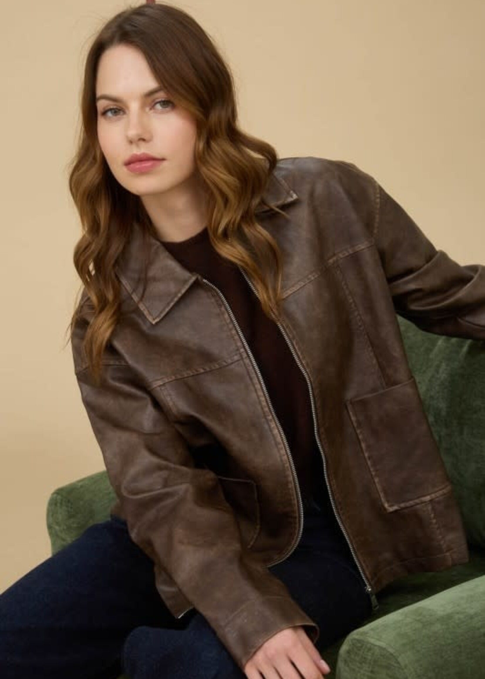 Leather Bomber Jacket (2 Colors)