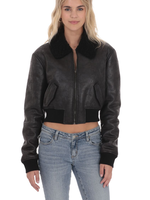 Sherpa and Washed Leather Jacket