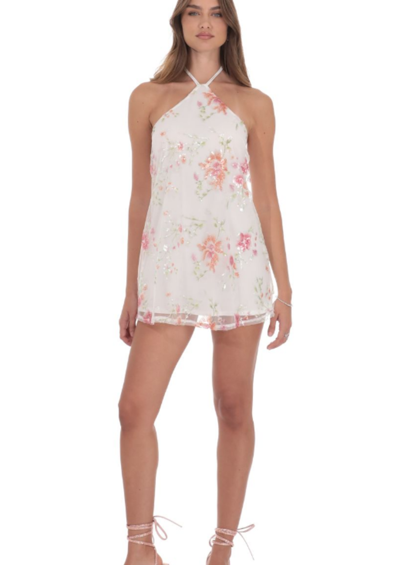 Sparkle Floral Halter Dress
