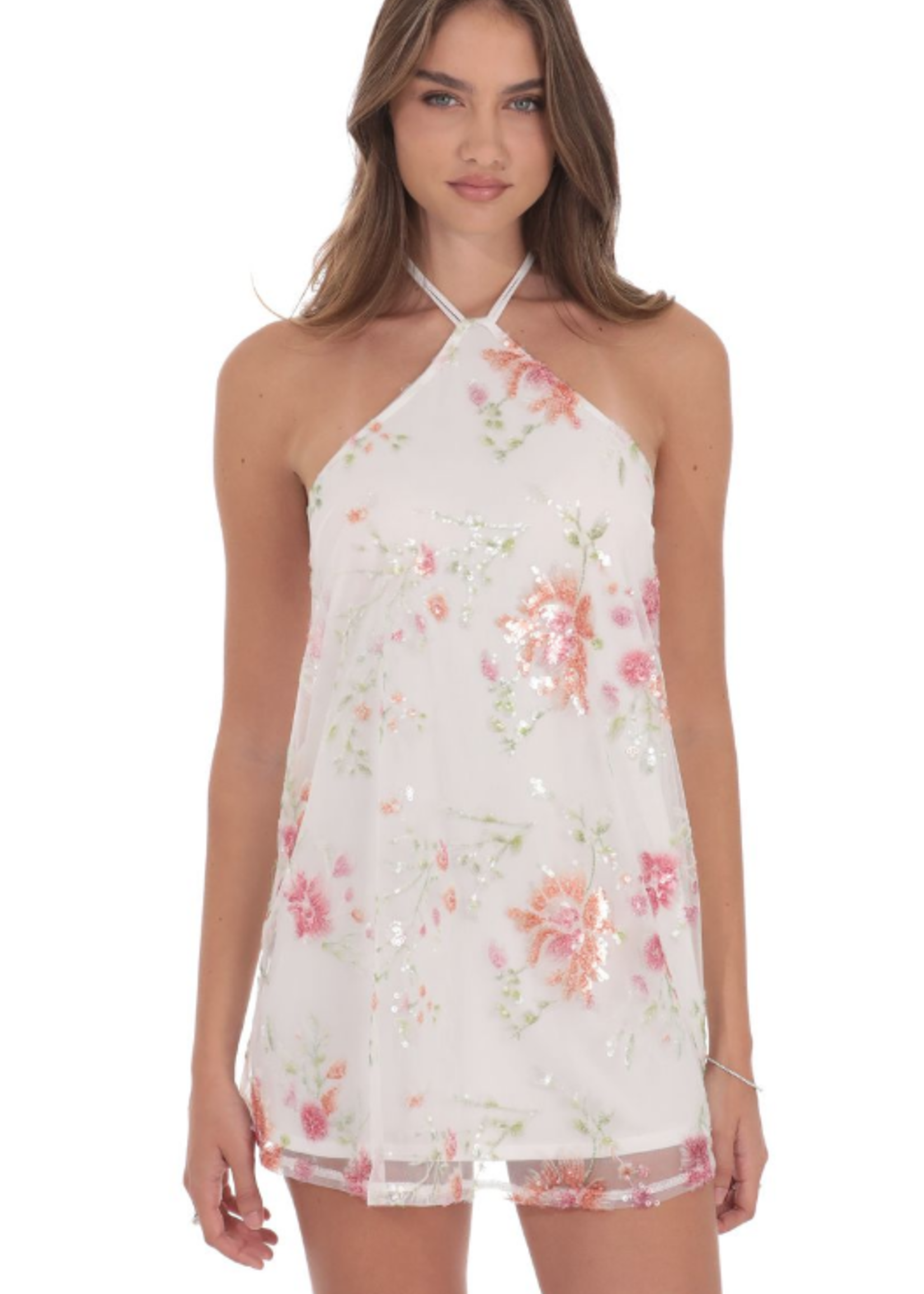 Sparkle Floral Halter Dress